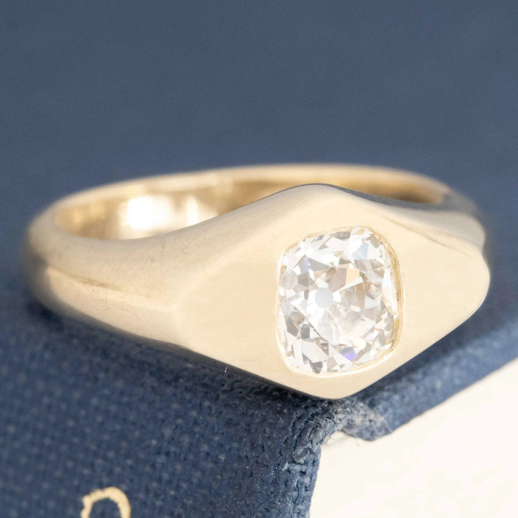 .76ct Old Mine Cut Diamond Signet Ring