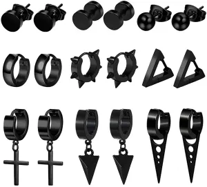 9 Pairs Stainless Steel Hoop Earrings