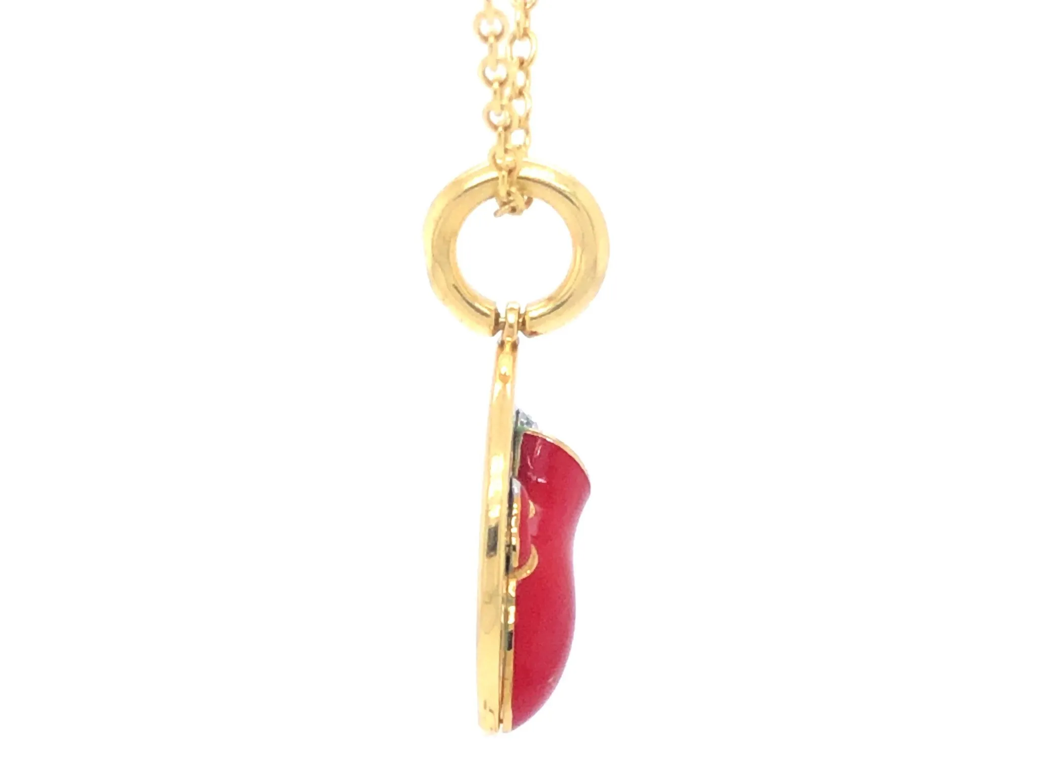 Aaron Basha Aquarius Enamel Diamond Pendant and Chain in 18k Yellow Gold