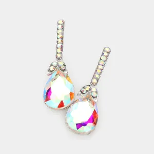 AB Teardrop and Rhinestone Dangle Earrings | Pageant Earrings | Interview Earrings | 605217