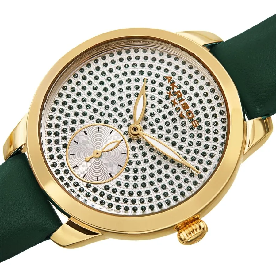 Akribos Xxiv Green Dial Green Leather Ladies Watch AK1089GN