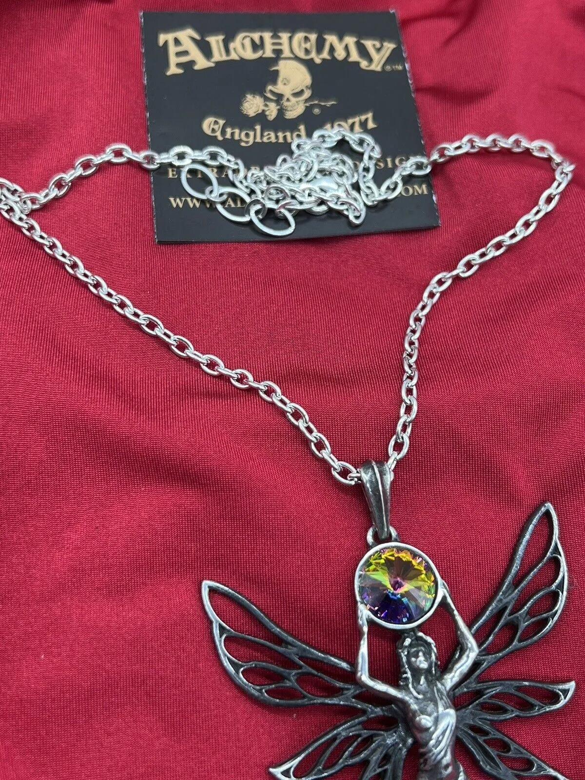 Alchemy Gothic P763 Green Goddess Absinthe Fairy Necklace Pendant IN HAND Discon