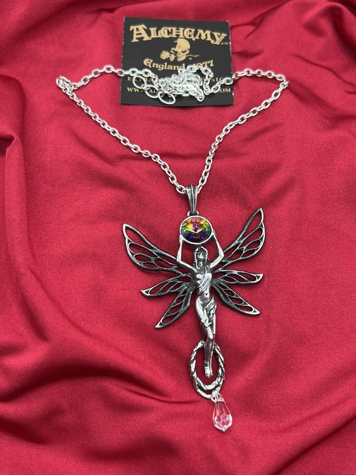 Alchemy Gothic P763 Green Goddess Absinthe Fairy Necklace Pendant IN HAND Discon