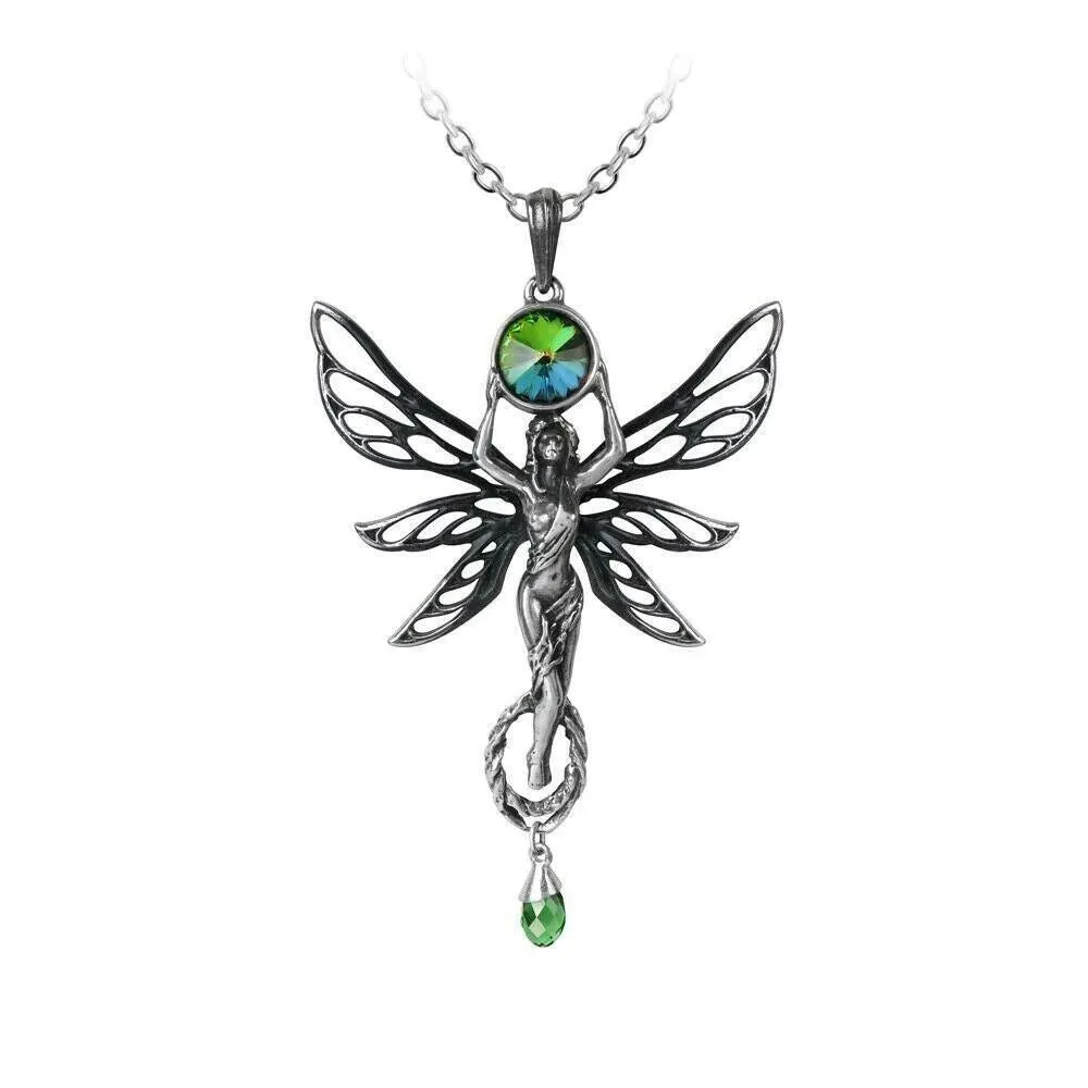 Alchemy Gothic P763 Green Goddess Absinthe Fairy Necklace Pendant IN HAND Discon