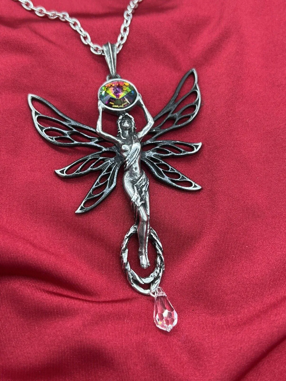 Alchemy Gothic P763 Green Goddess Absinthe Fairy Necklace Pendant IN HAND Discon