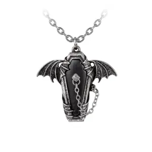 Alchemy Gothic P927 - Eternal Sleep Pendant Necklace Coffin Batwing Dagger Black