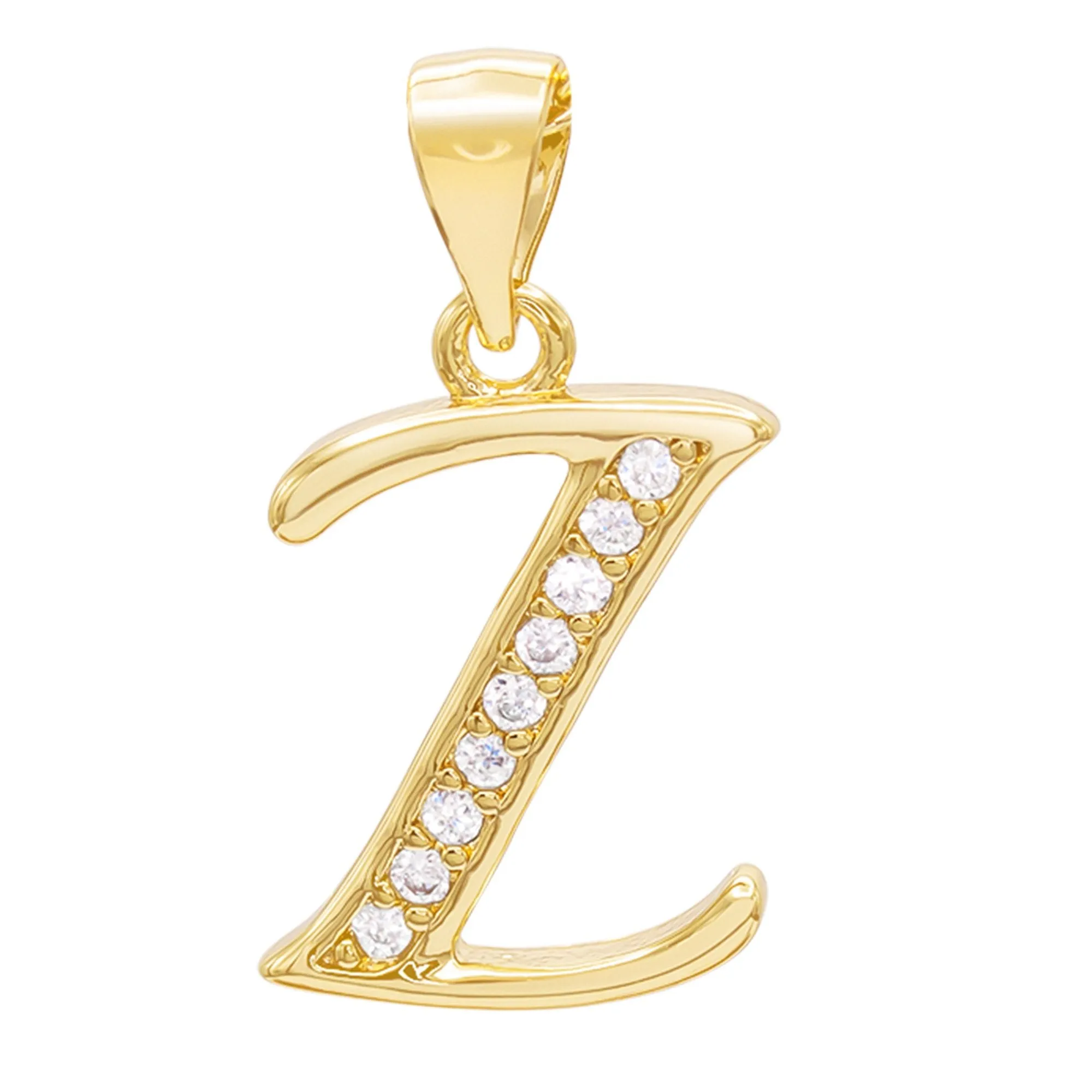 Alphabet A-Z Initial Letter CZ Pendant 14K Gold Filled Rope Chain Set 18" 20" 24" Women