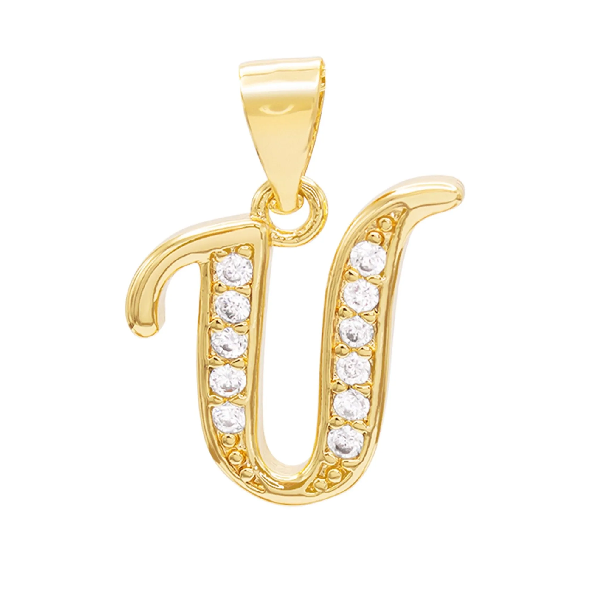 Alphabet A-Z Initial Letter CZ Pendant 14K Gold Filled Rope Chain Set 18" 20" 24" Women