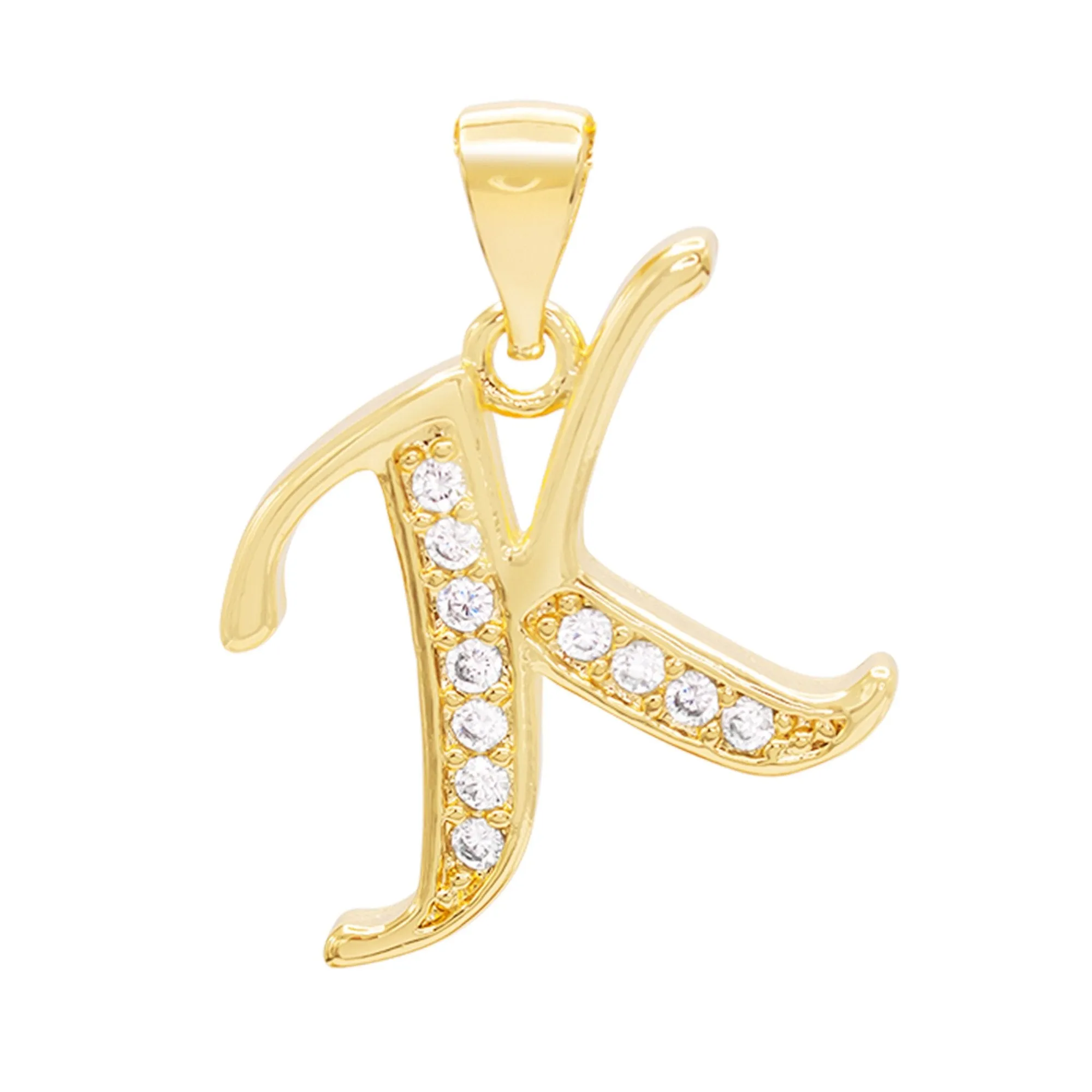 Alphabet A-Z Initial Letter CZ Pendant 14K Gold Filled Rope Chain Set 18" 20" 24" Women