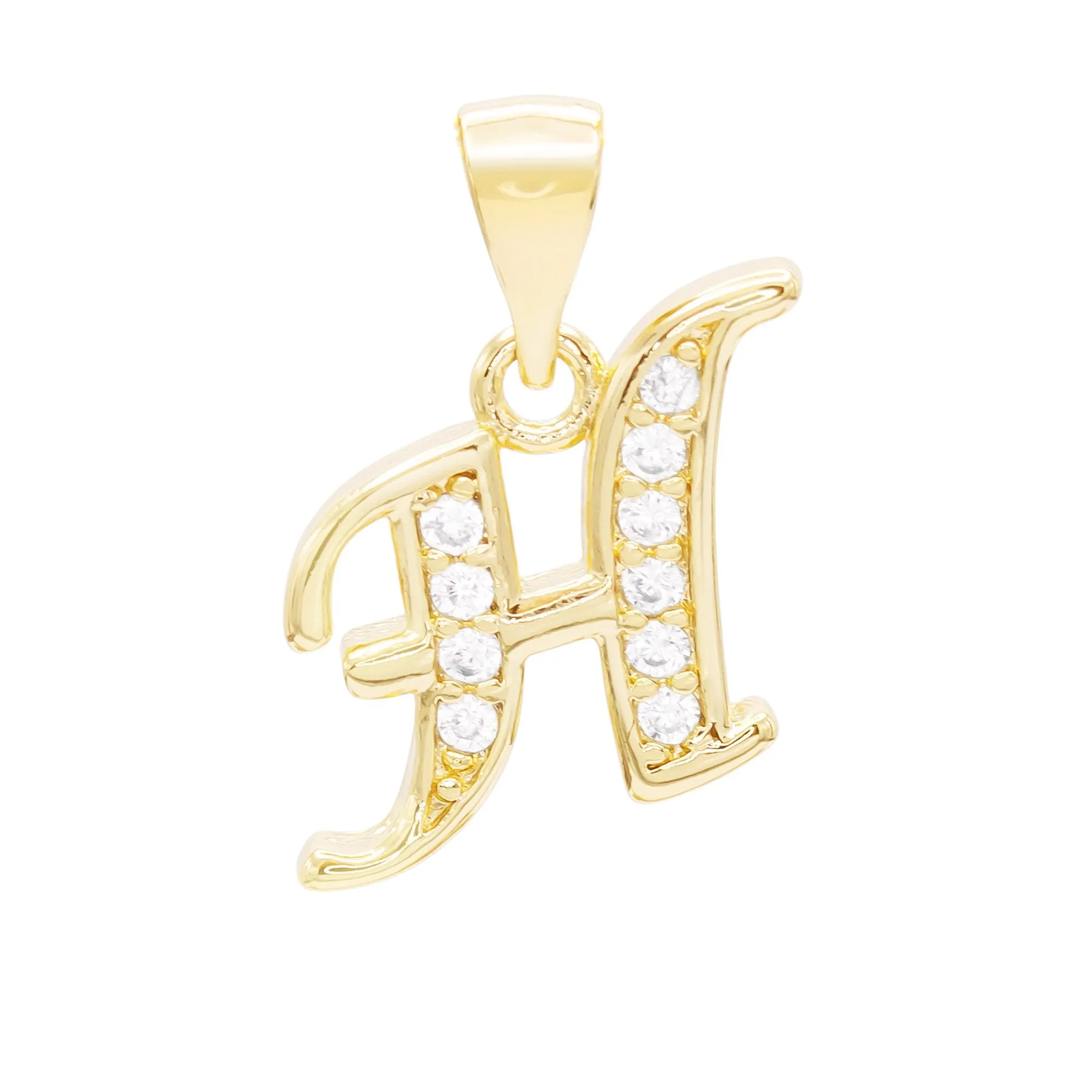 Alphabet A-Z Initial Letter CZ Pendant 14K Gold Filled Rope Chain Set 18" 20" 24" Women