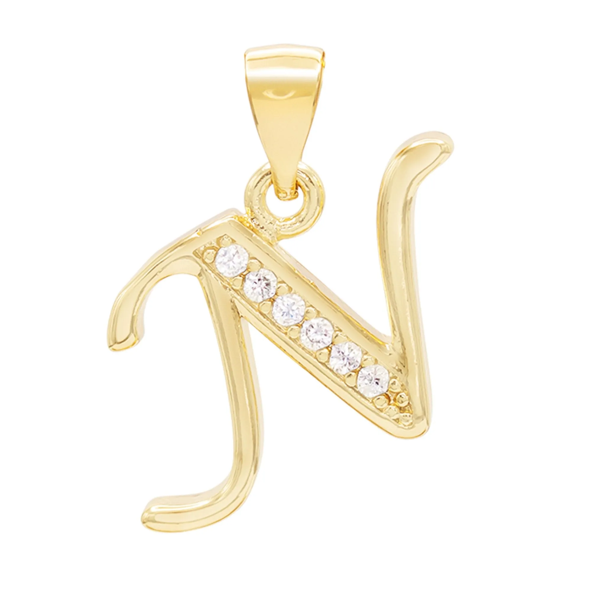 Alphabet A-Z Initial Letter CZ Pendant 14K Gold Filled Rope Chain Set 18" 20" 24" Women