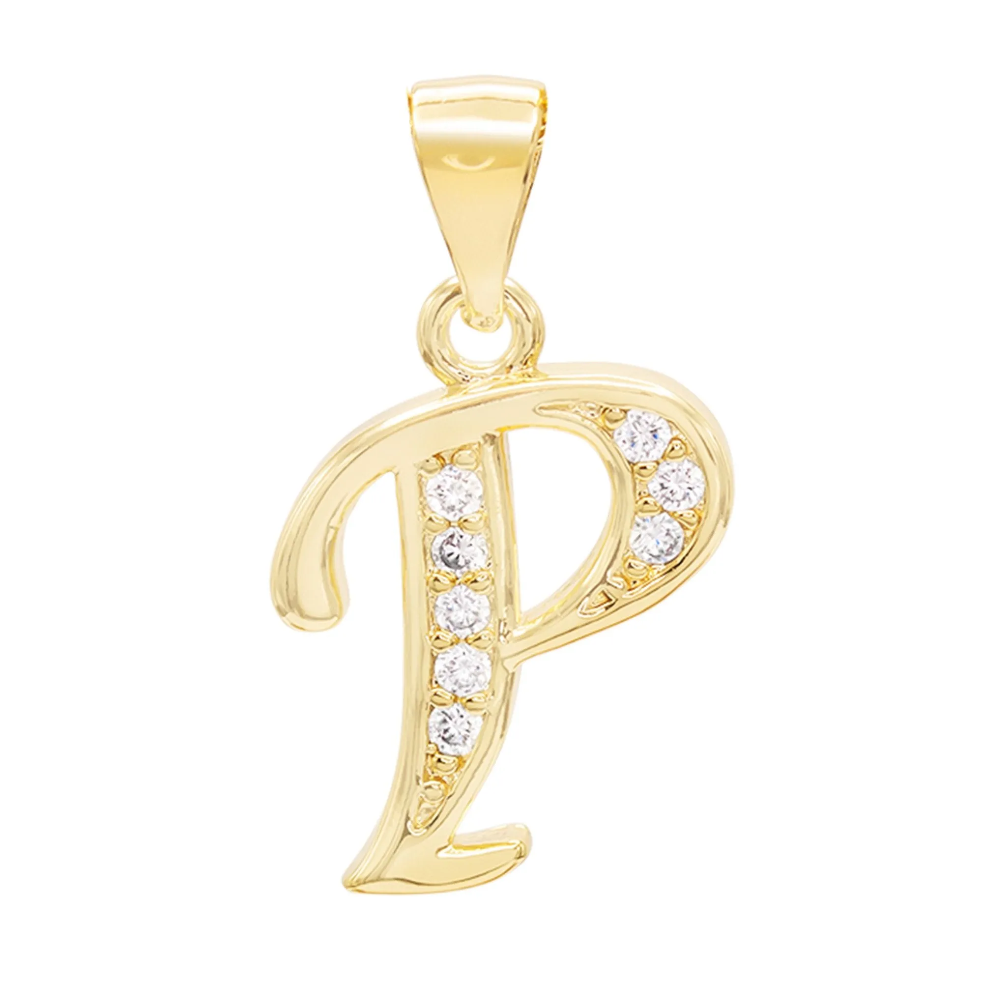 Alphabet A-Z Initial Letter CZ Pendant 14K Gold Filled Rope Chain Set 18" 20" 24" Women