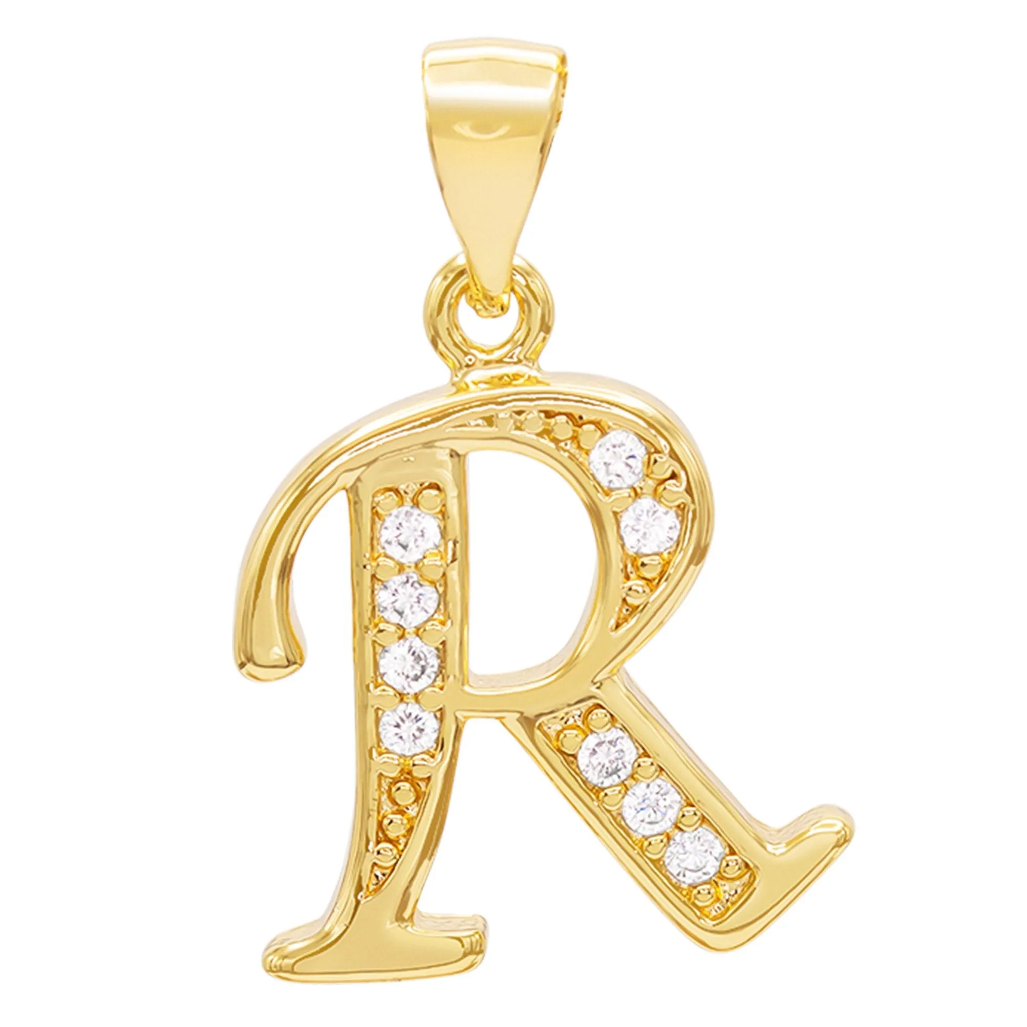 Alphabet A-Z Initial Letter CZ Pendant 14K Gold Filled Rope Chain Set 18" 20" 24" Women