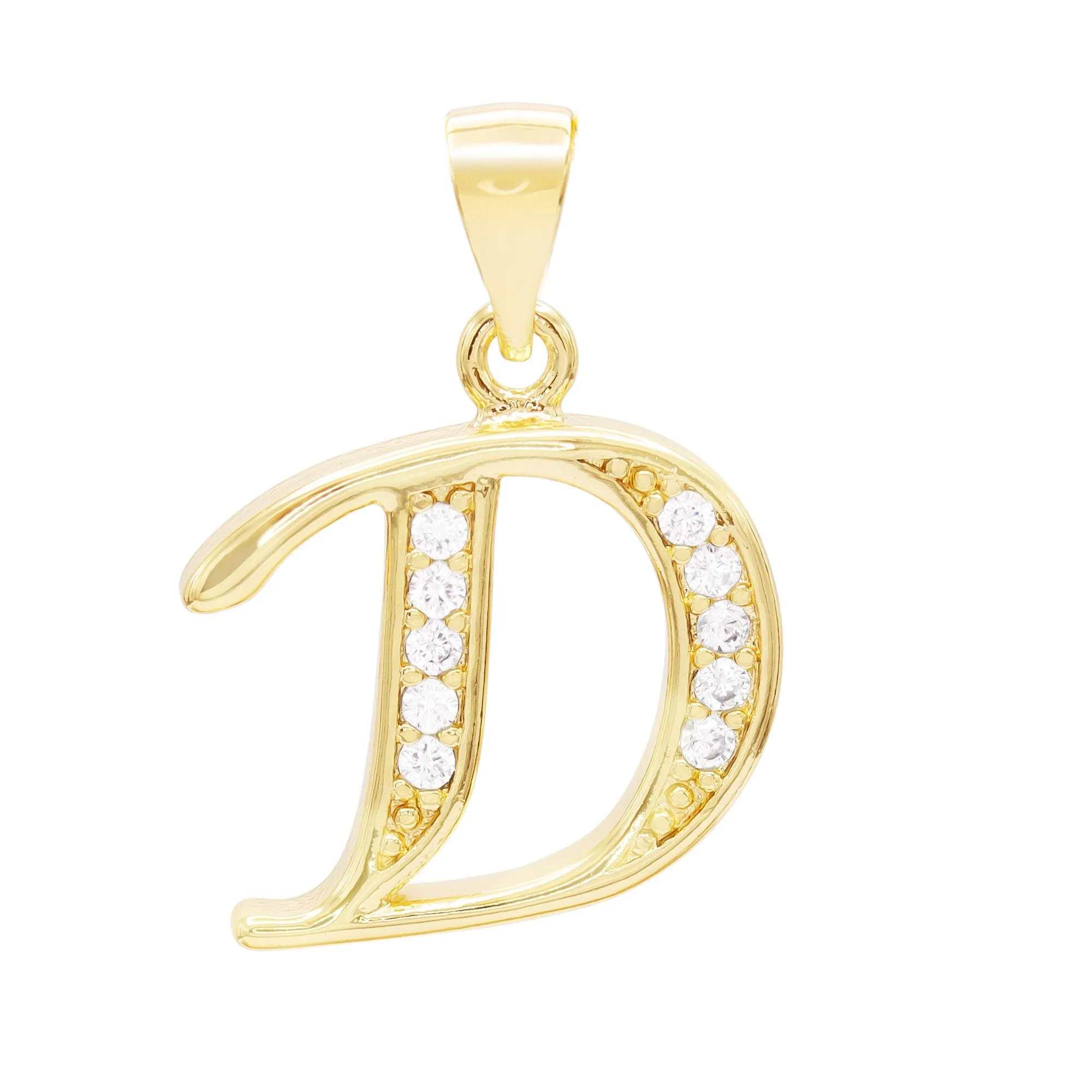Alphabet A-Z Initial Letter CZ Pendant 14K Gold Filled Rope Chain Set 18" 20" 24" Women