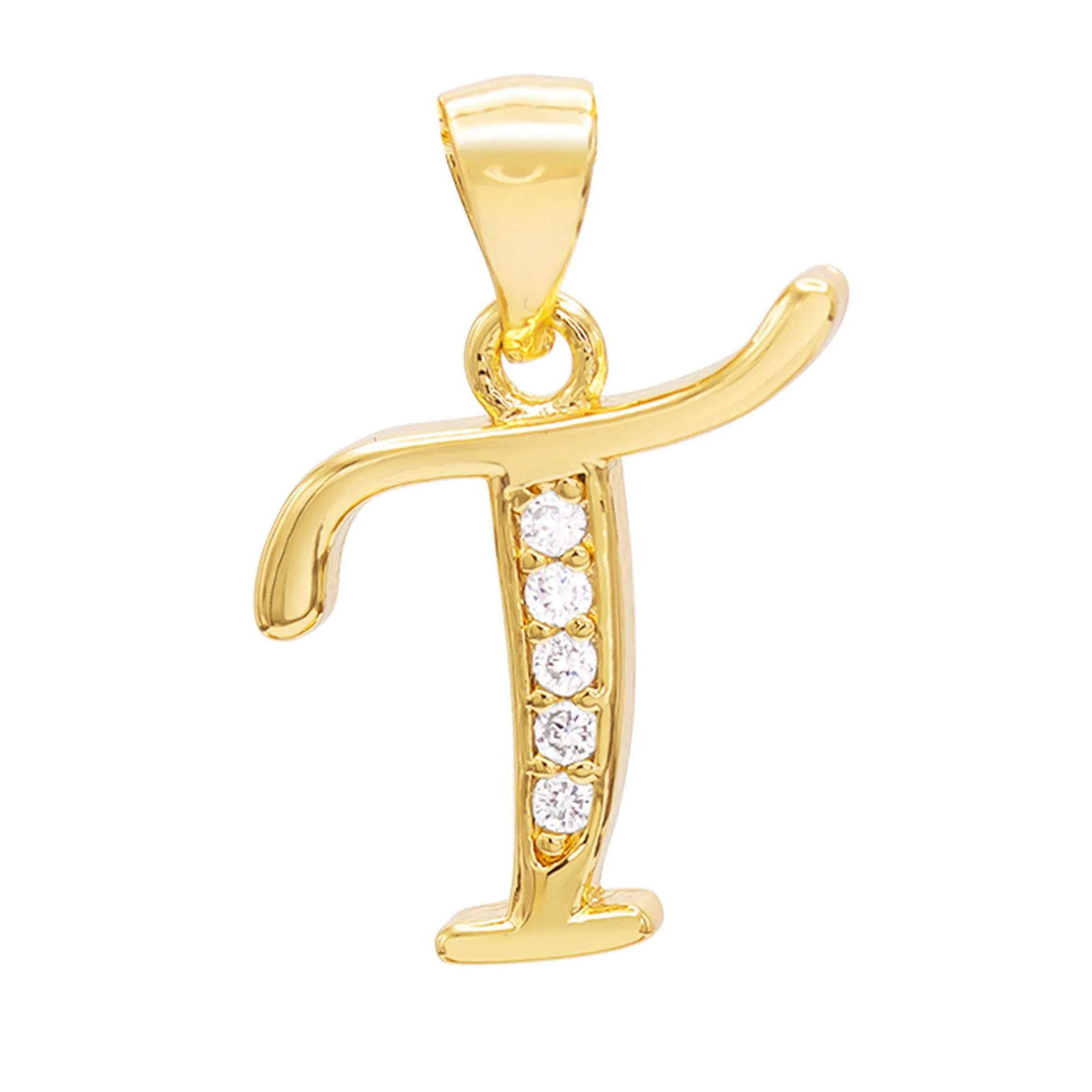 Alphabet A-Z Initial Letter CZ Pendant 14K Gold Filled Rope Chain Set 18" 20" 24" Women