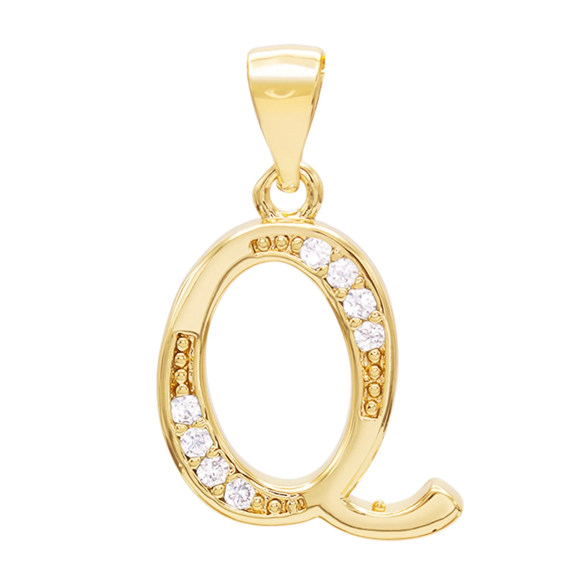 Alphabet A-Z Initial Letter CZ Pendant 14K Gold Filled Rope Chain Set 18" 20" 24" Women