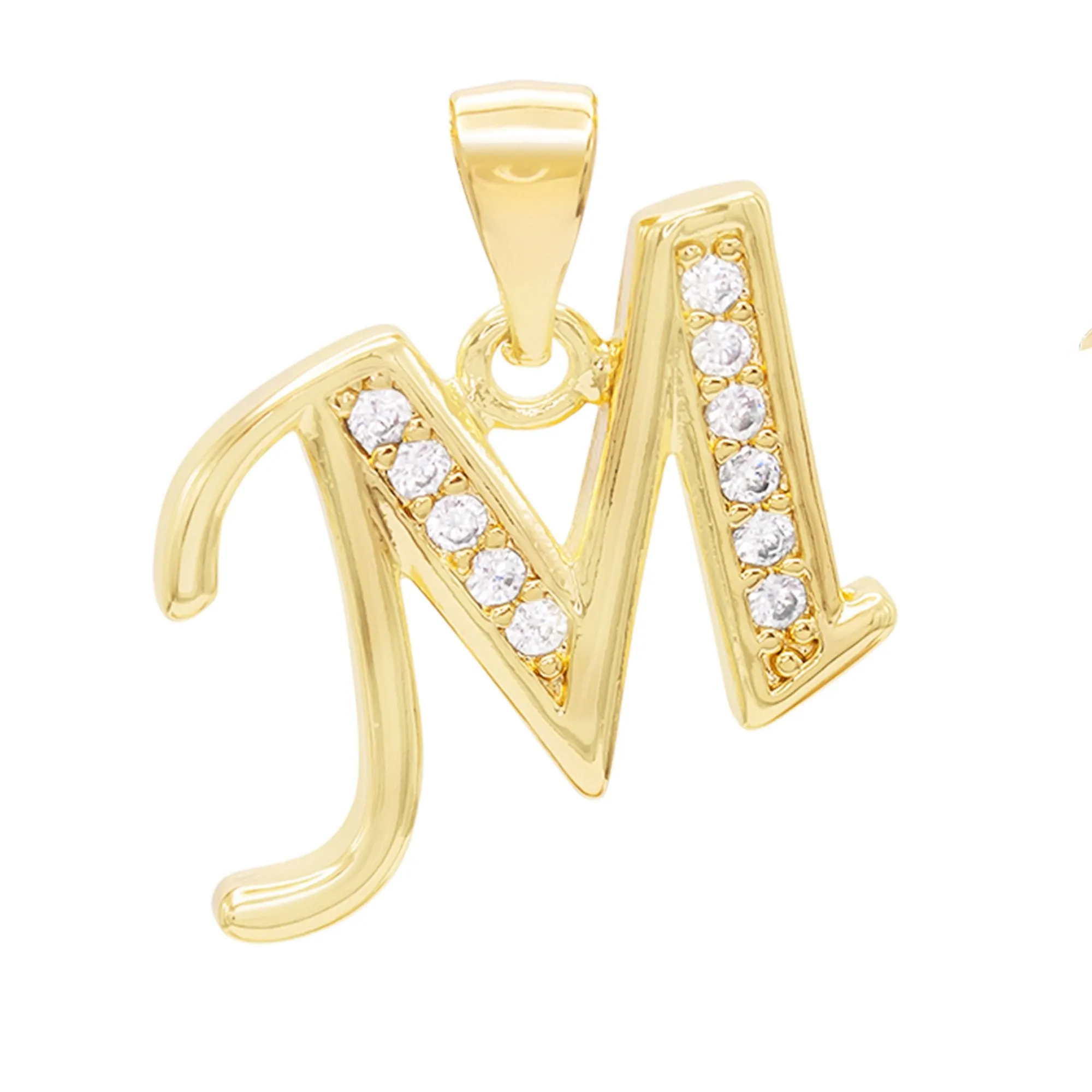 Alphabet A-Z Initial Letter CZ Pendant 14K Gold Filled Rope Chain Set 18" 20" 24" Women