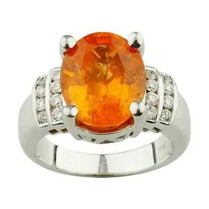 Amazing 18K White Gold Spessartite Garnet & Diamond Ring