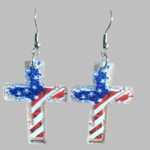 American Flag Dangle Earrings