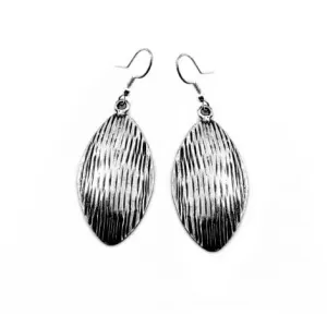 Anju Engraved Dangle Antiqued Silver Plated Earrings with Wispy Pattern