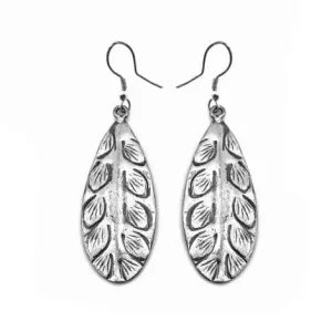 Anju Engraved Dangle Antiqued Silver Plated Earrings