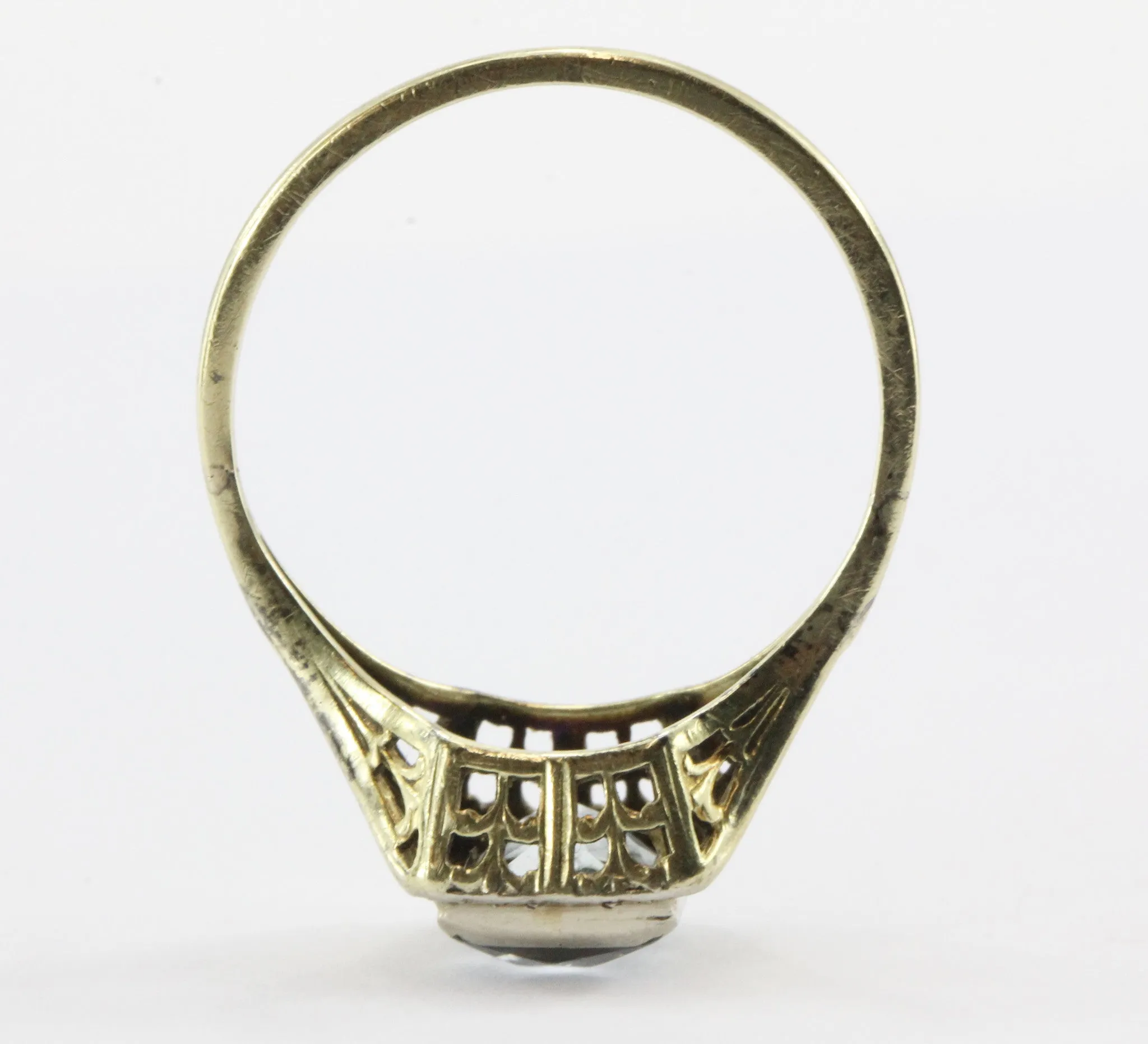 Antique Art Deco 14K Gold 1.55 Carat Aquamarine Ring