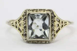 Antique Art Deco 14K Gold 1.55 Carat Aquamarine Ring