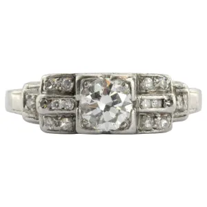 Antique Art Deco Platinum & Transition Cut Diamond Engagement Ring