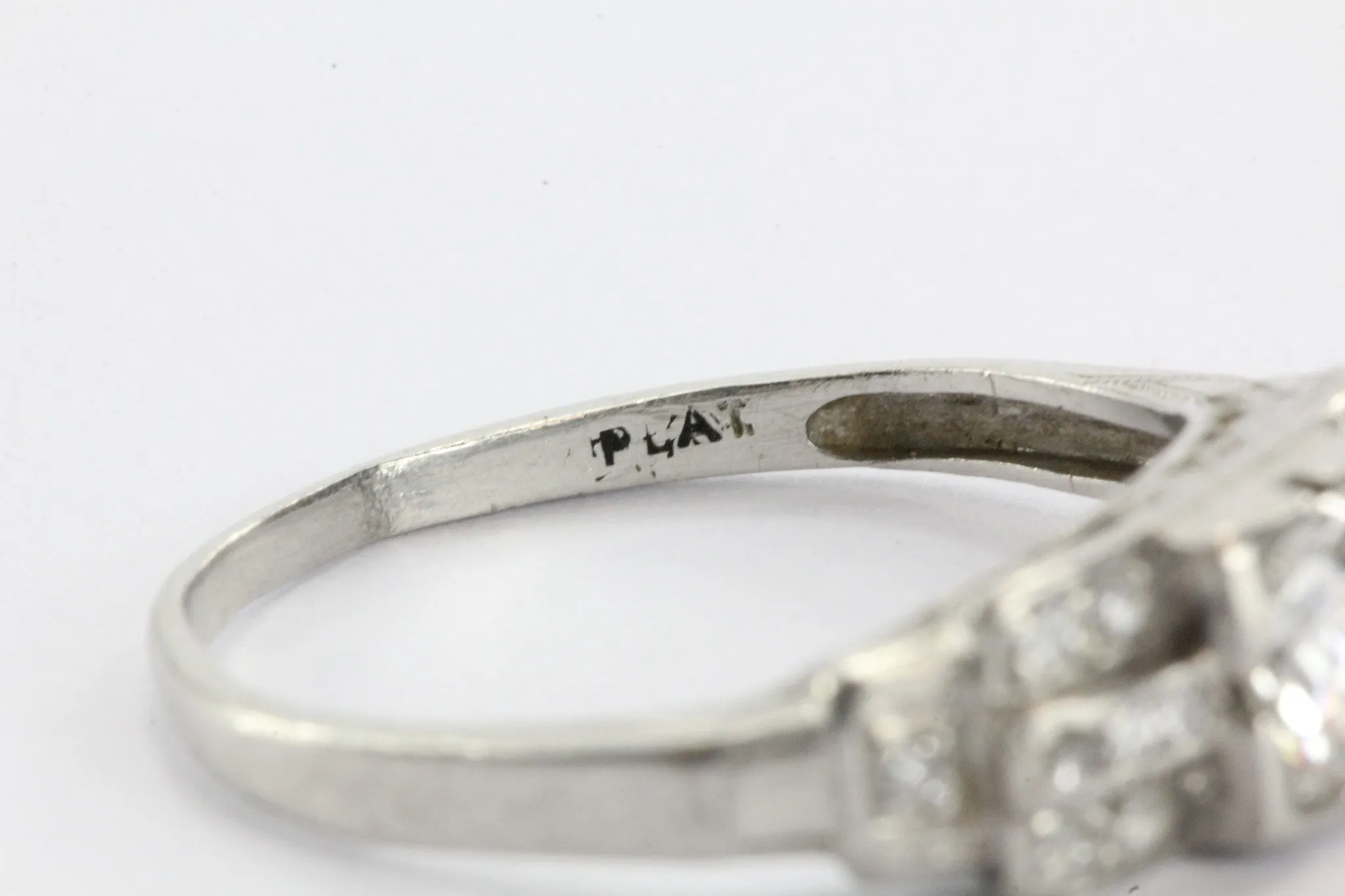 Antique Art Deco Platinum & Transition Cut Diamond Engagement Ring