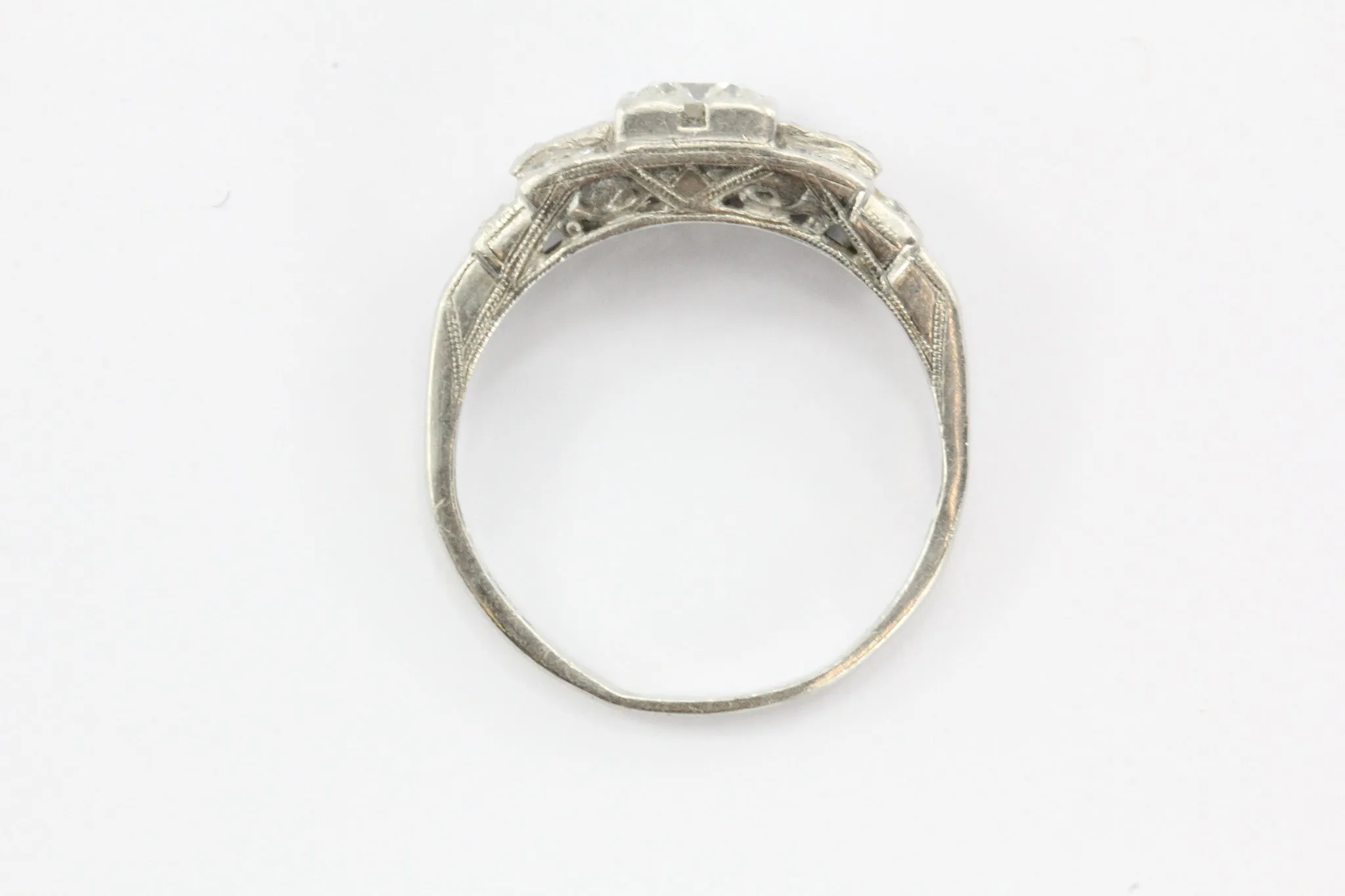 Antique Art Deco Platinum & Transition Cut Diamond Engagement Ring