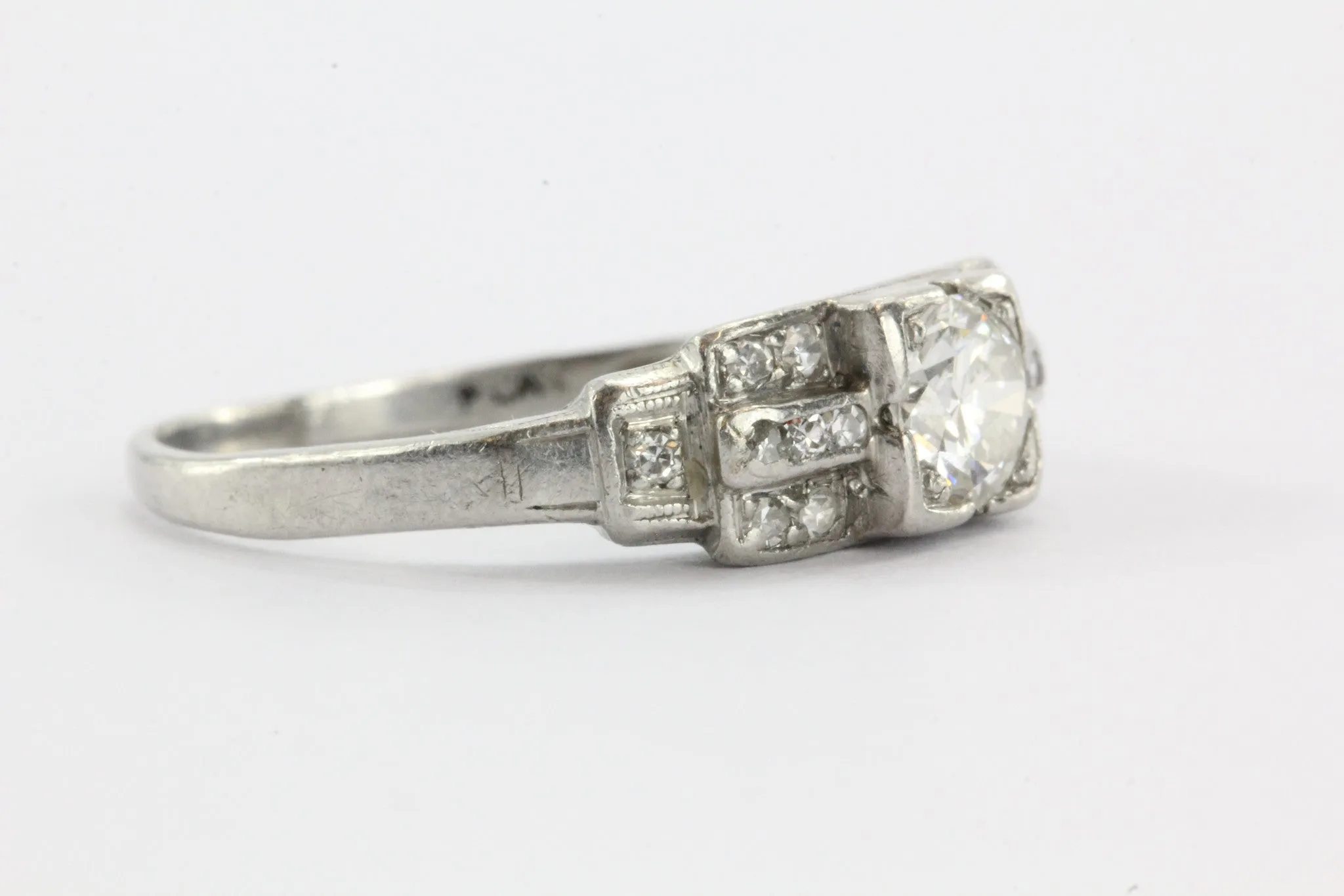 Antique Art Deco Platinum & Transition Cut Diamond Engagement Ring
