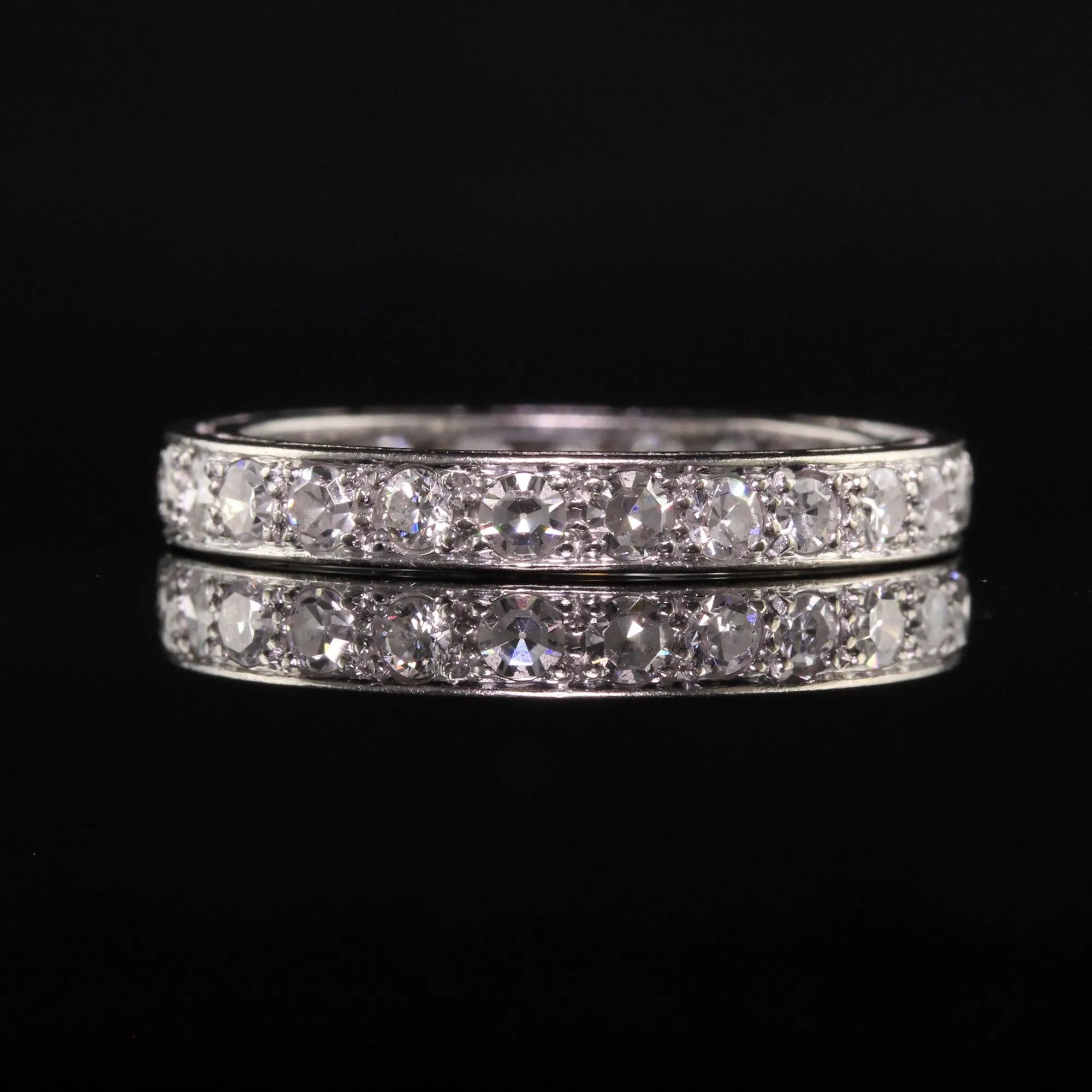Antique Art Deco Platinum Single Cut Diamond Eternity Band - Size 7