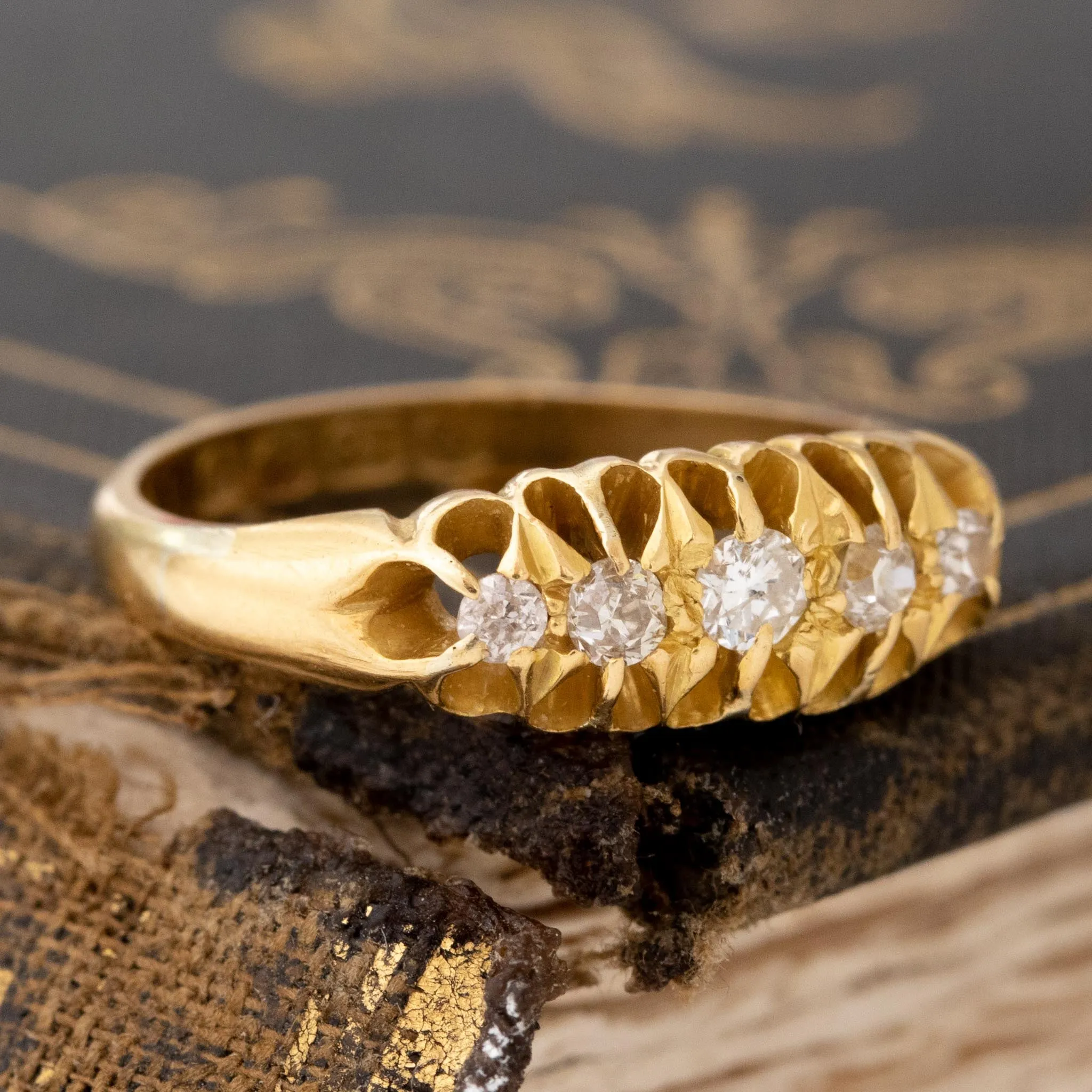 Antique Diamond 5-Stone Band, English