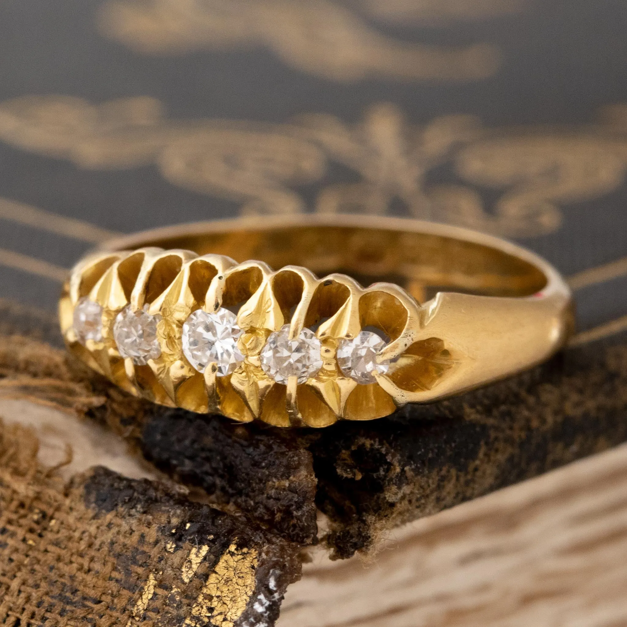 Antique Diamond 5-Stone Band, English