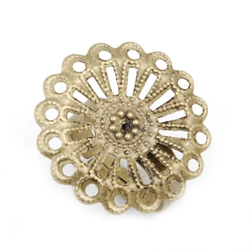 Antique Gold， Adjustable Ring Blanks Base with 23mm  Flower pad，Sold 50PCS  Per Lot