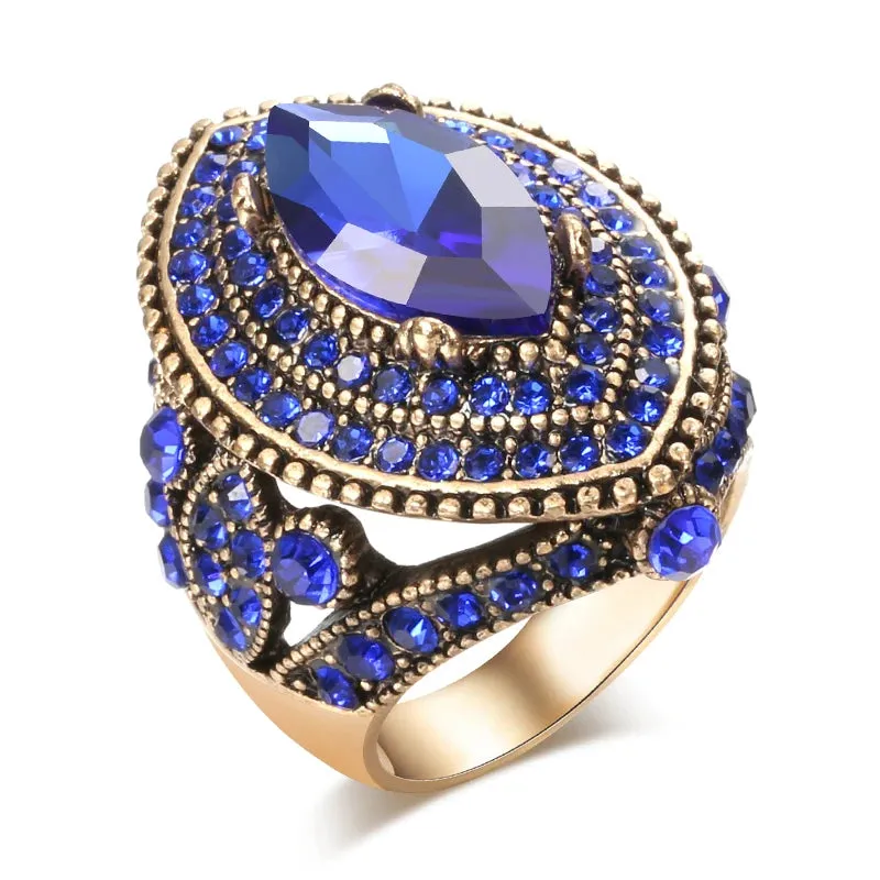 Antique Gold Ring For Red Ruby Women Anniverssary Wedding Jewelry