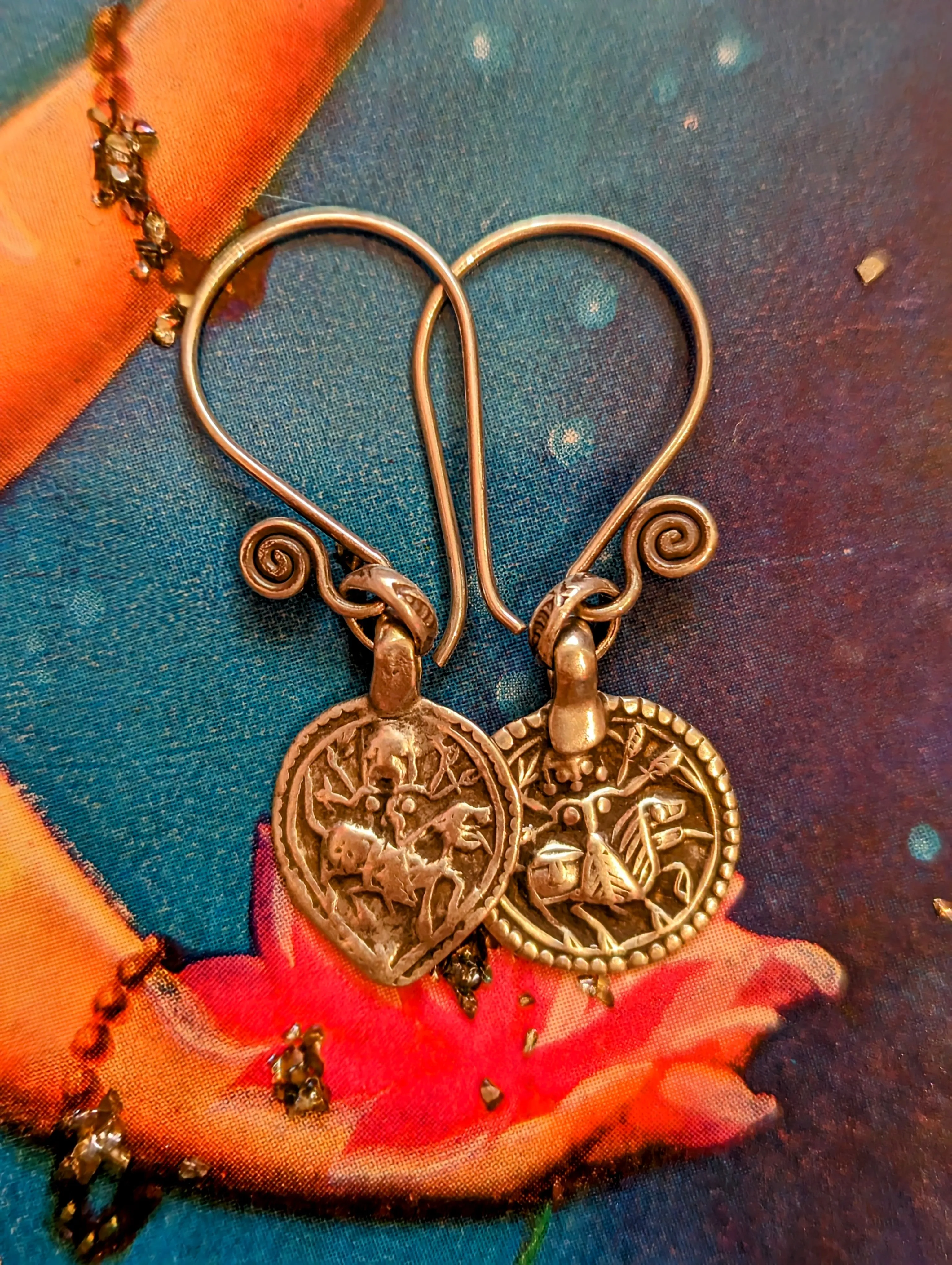 Antique Indian amulet earrings