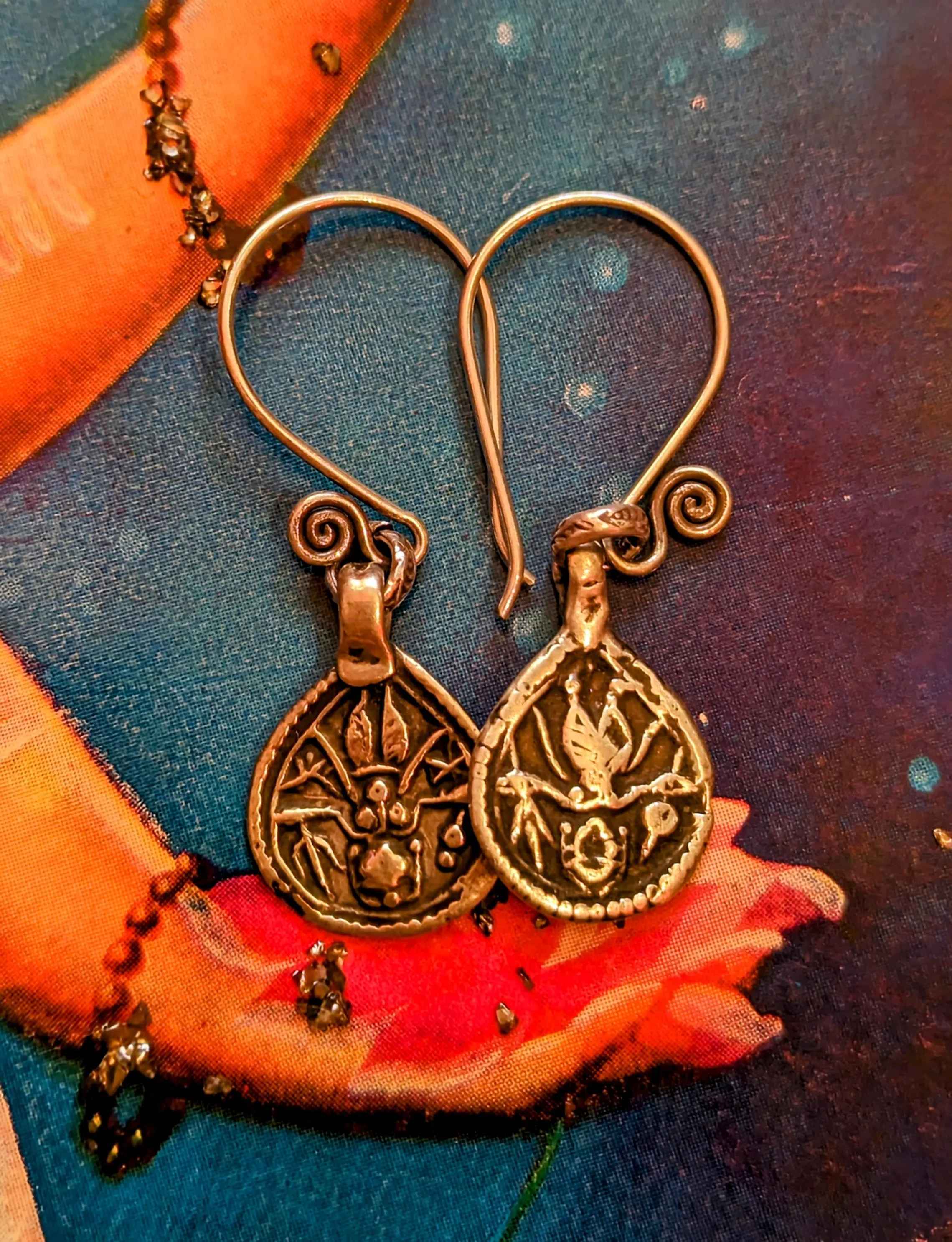 Antique Indian amulet earrings