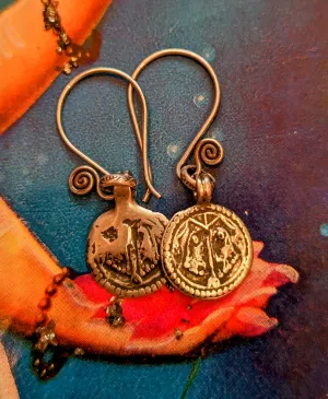 Antique Indian amulet earrings