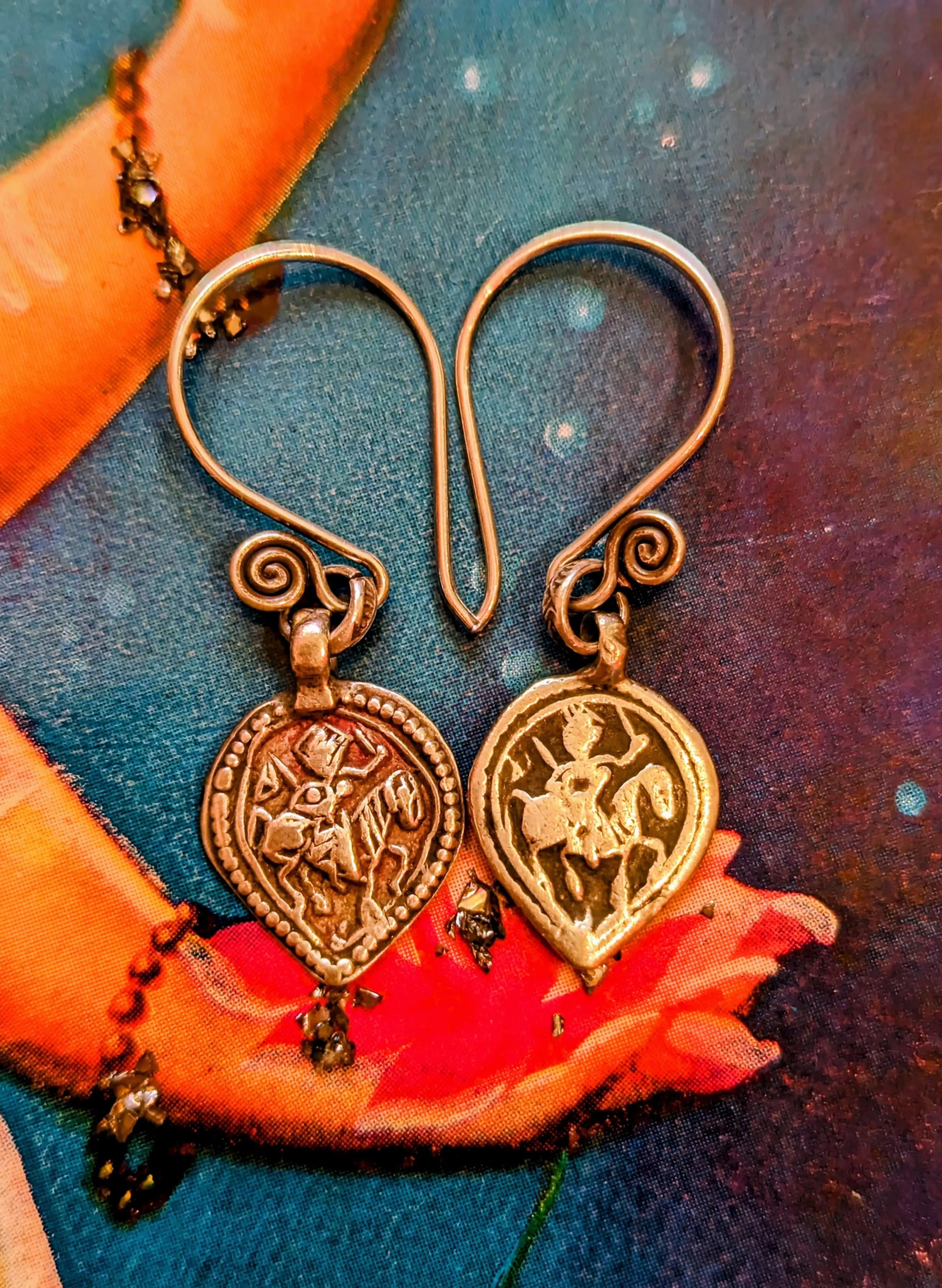 Antique Indian amulet earrings