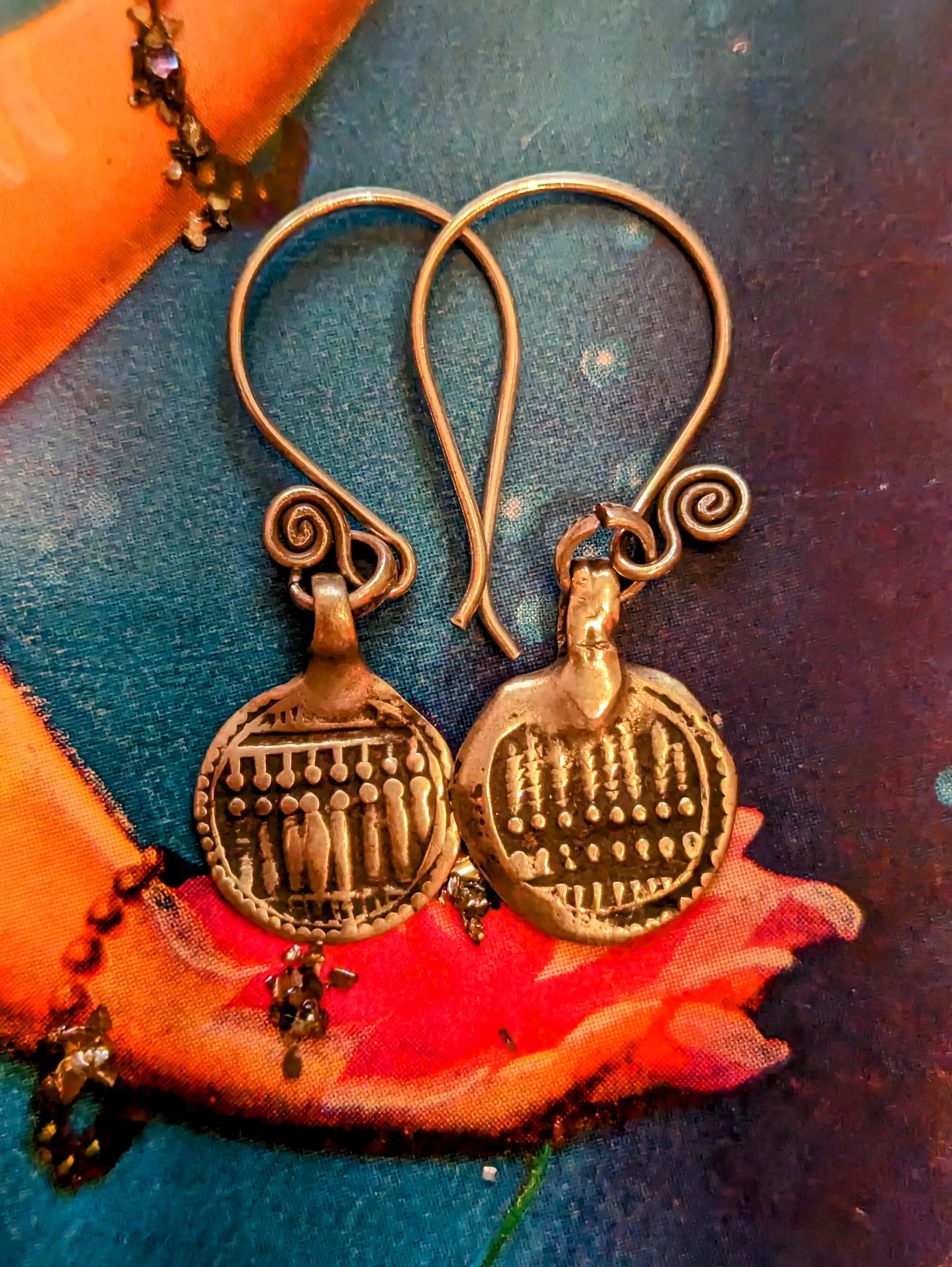 Antique Indian amulet earrings