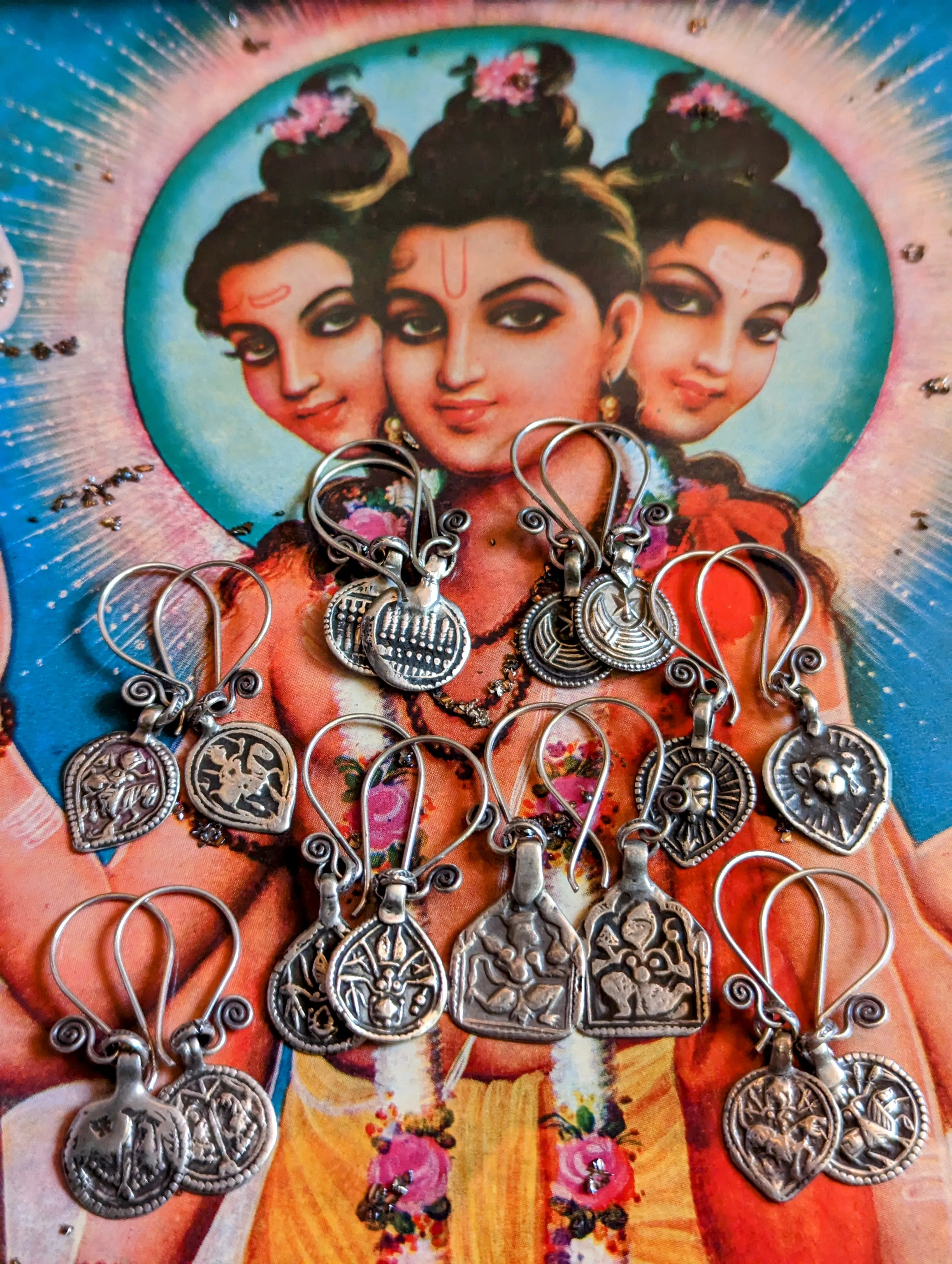 Antique Indian amulet earrings