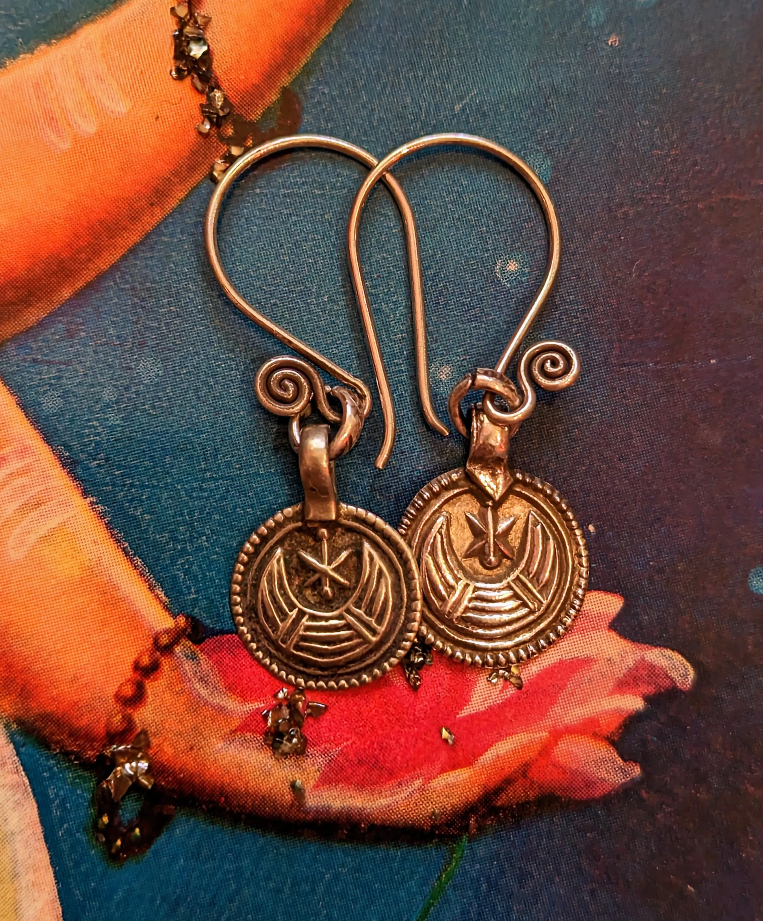 Antique Indian amulet earrings