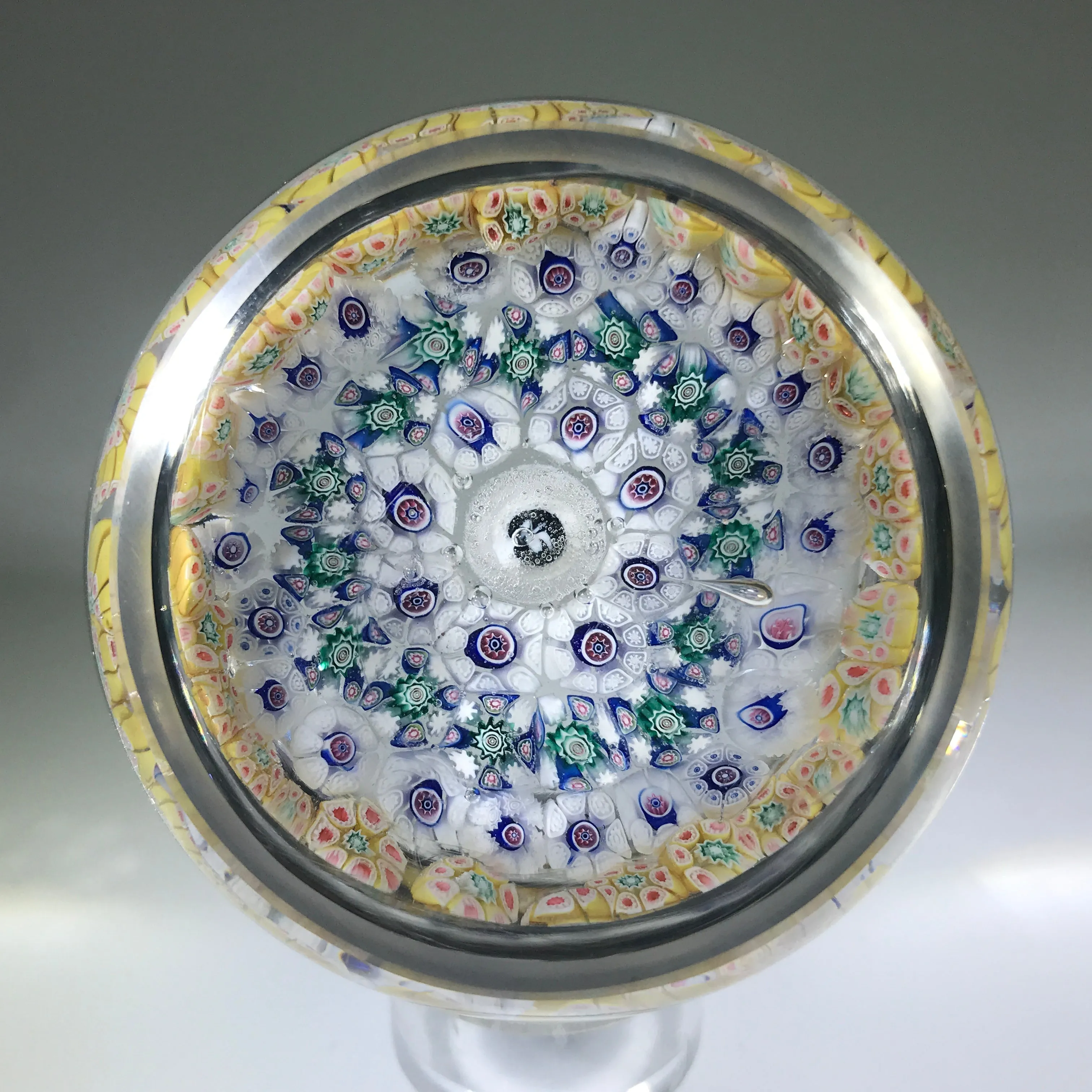 Antique New England Glass Co. NEGC Art Glass Paperweight Complex Millefiori w/ Eagle Silhouette