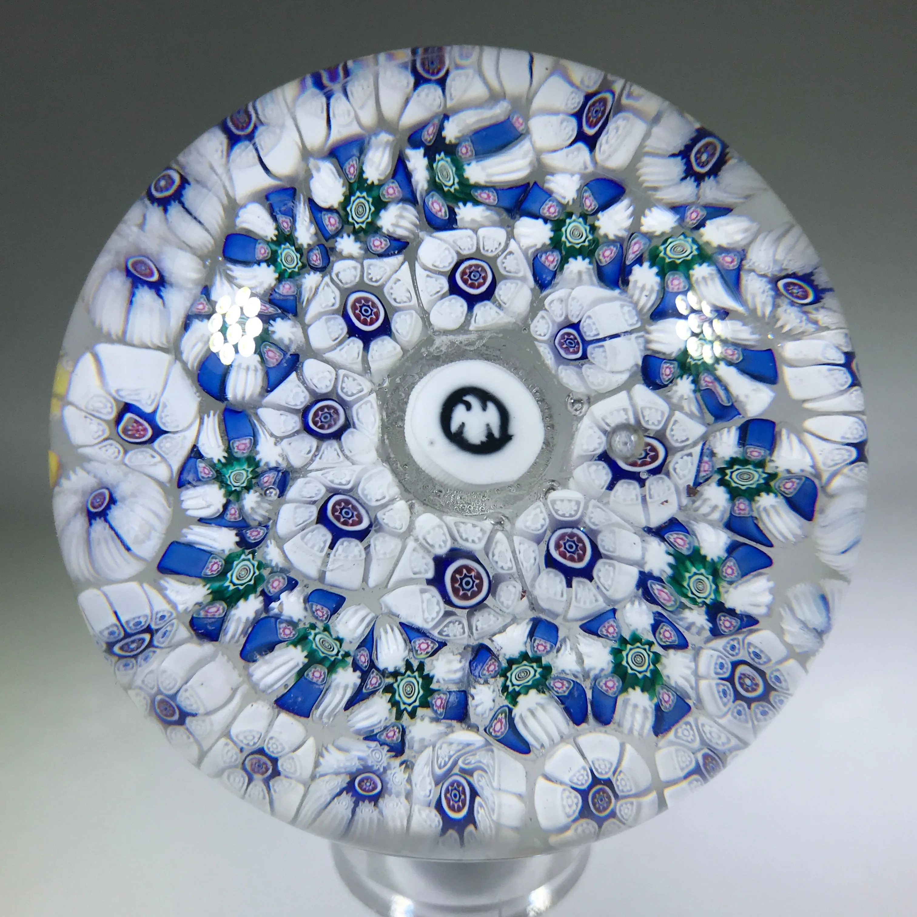 Antique New England Glass Co. NEGC Art Glass Paperweight Complex Millefiori w/ Eagle Silhouette