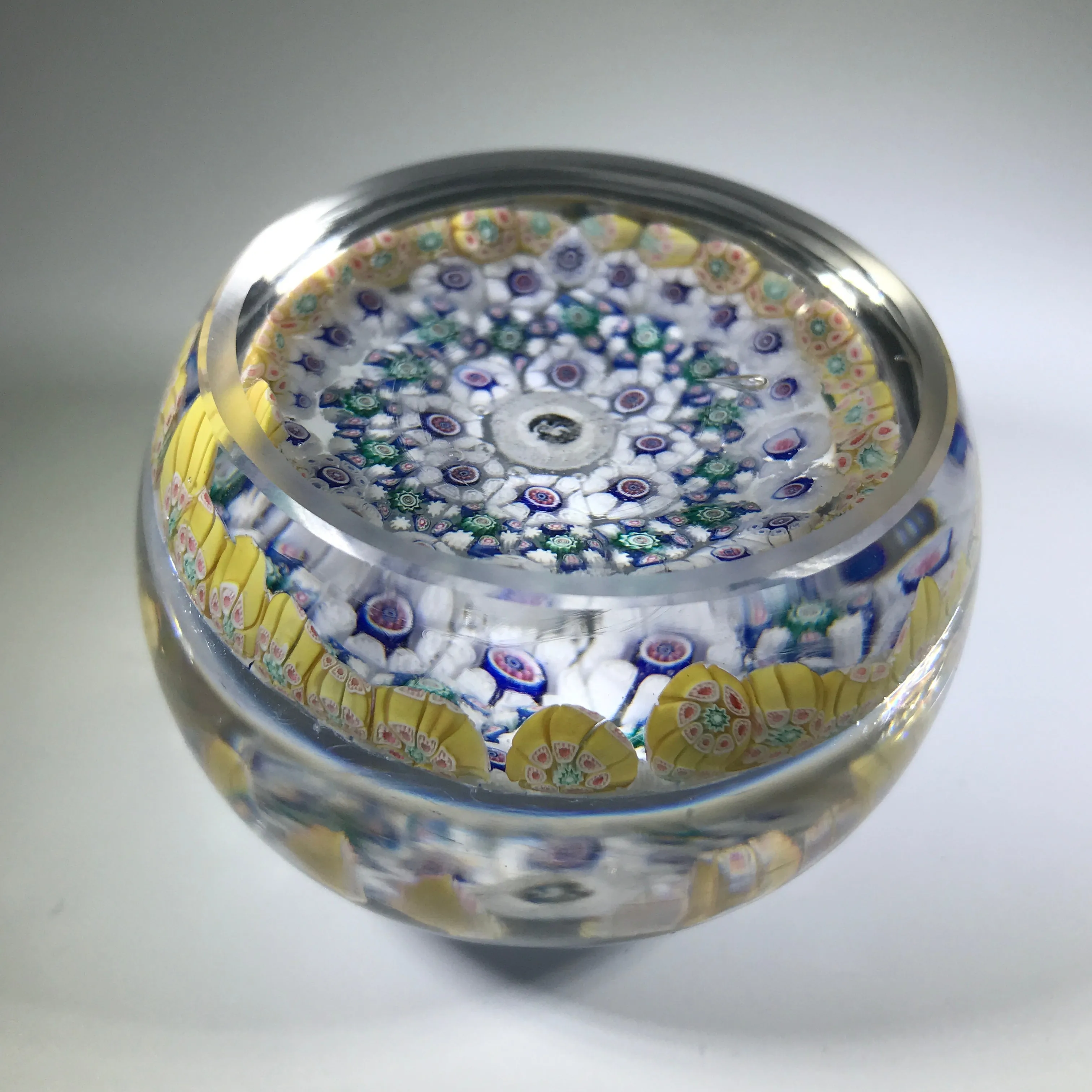 Antique New England Glass Co. NEGC Art Glass Paperweight Complex Millefiori w/ Eagle Silhouette