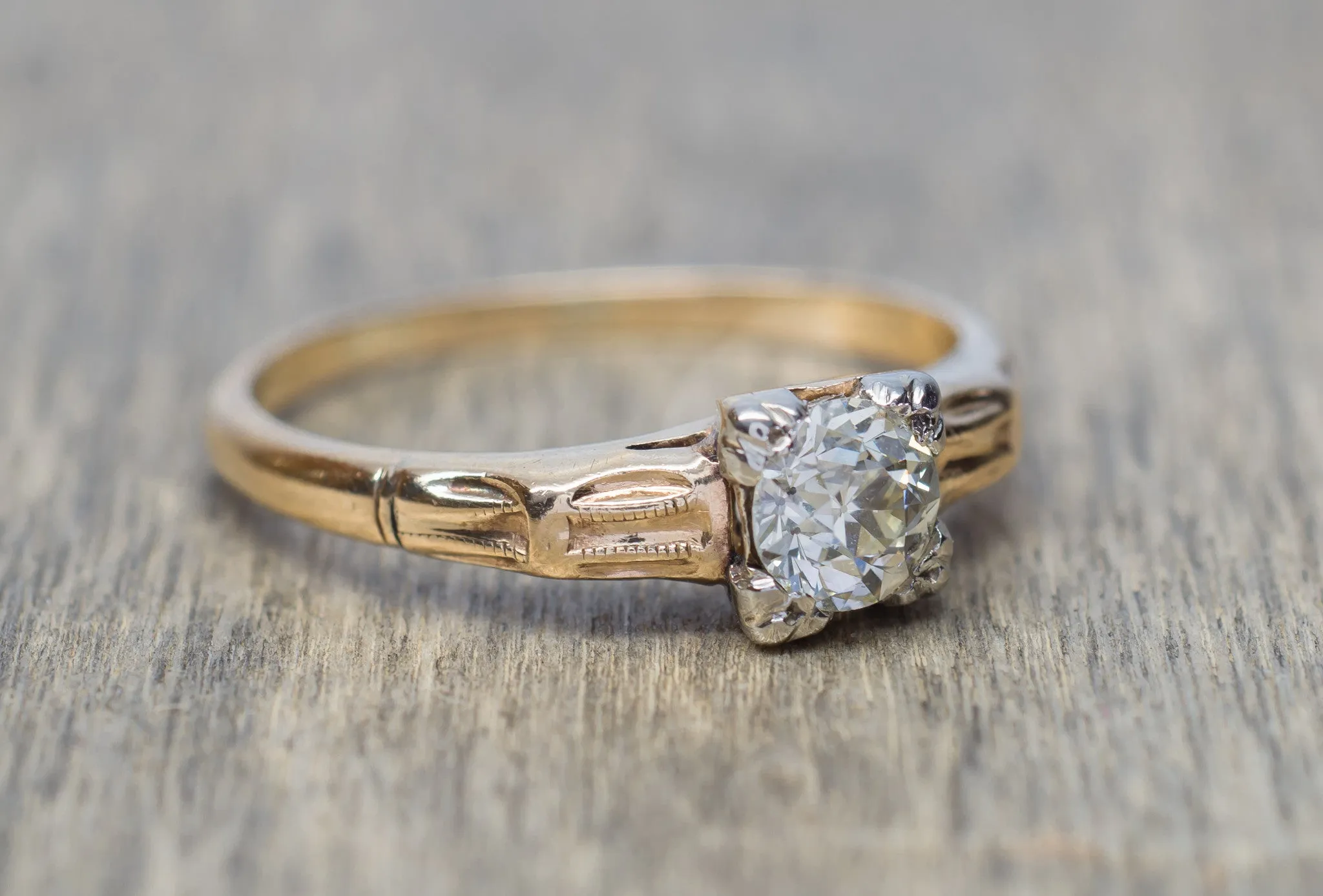 ANTIQUE OLD MINE CUT DIAMOND ENGAGEMENT RING SOLITAIRE