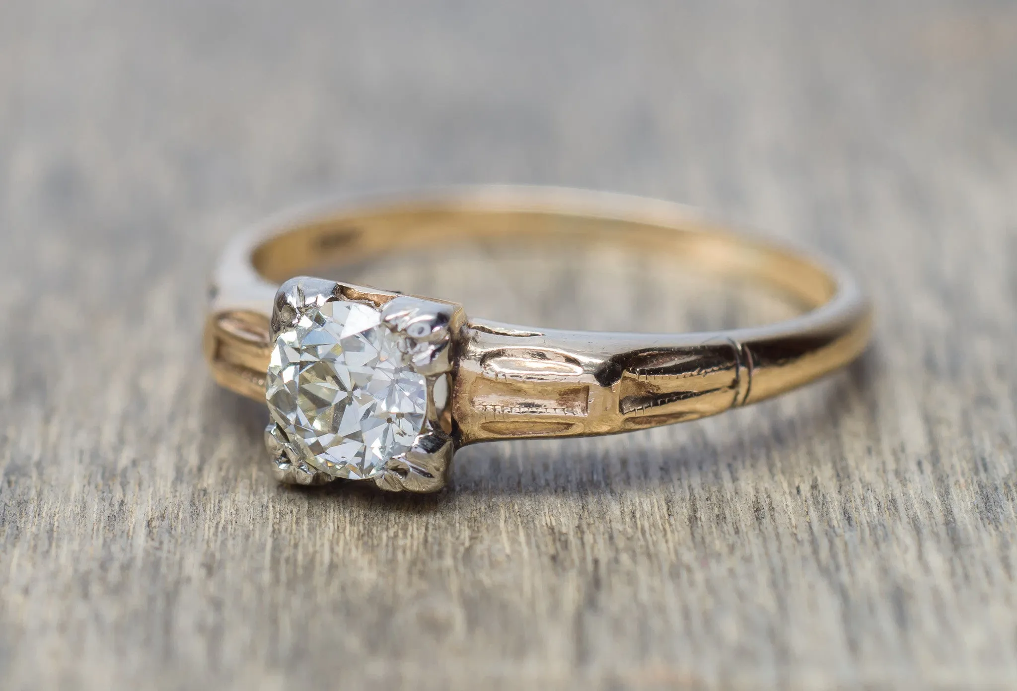 ANTIQUE OLD MINE CUT DIAMOND ENGAGEMENT RING SOLITAIRE