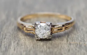 ANTIQUE OLD MINE CUT DIAMOND ENGAGEMENT RING SOLITAIRE