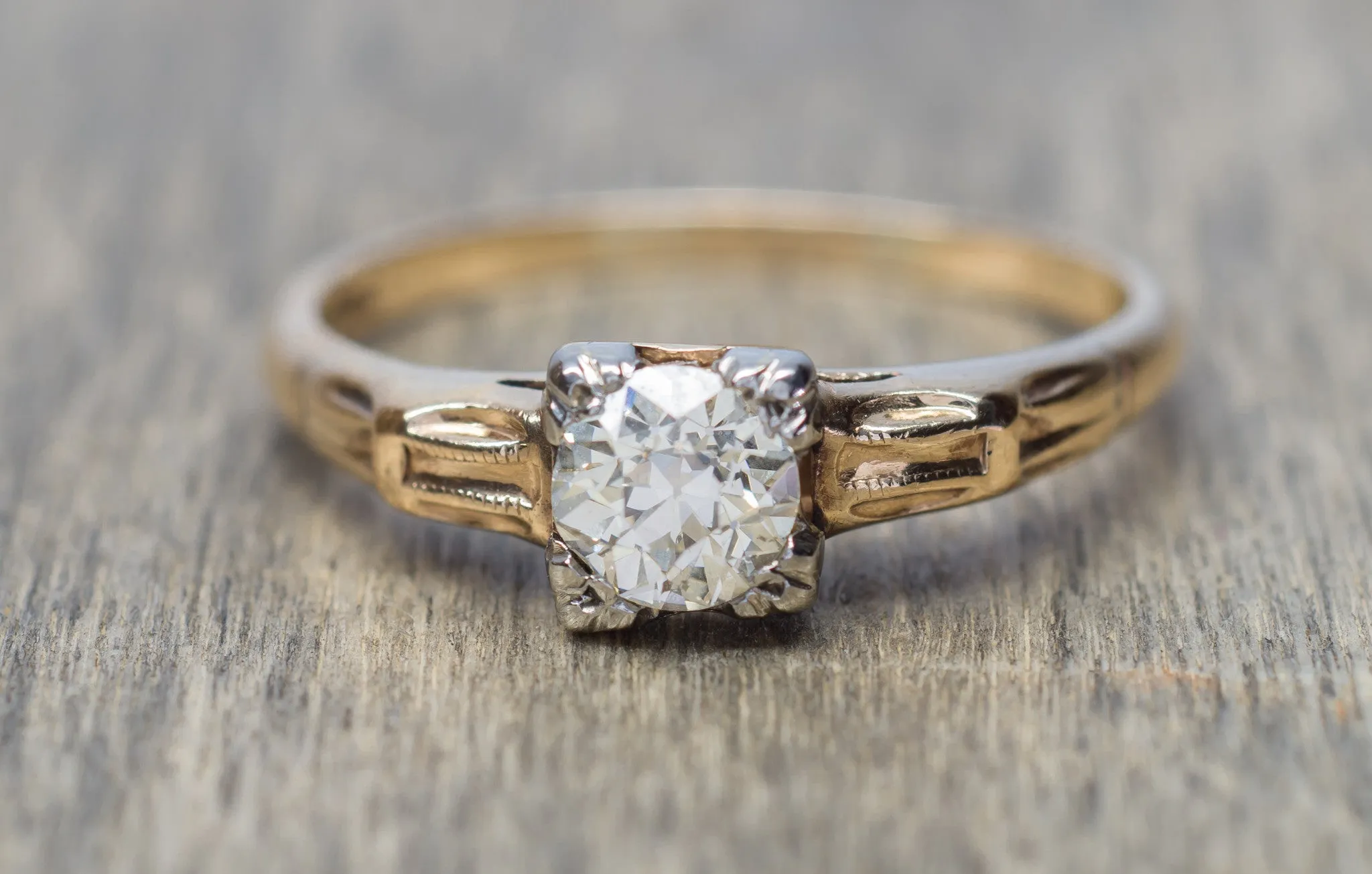 ANTIQUE OLD MINE CUT DIAMOND ENGAGEMENT RING SOLITAIRE